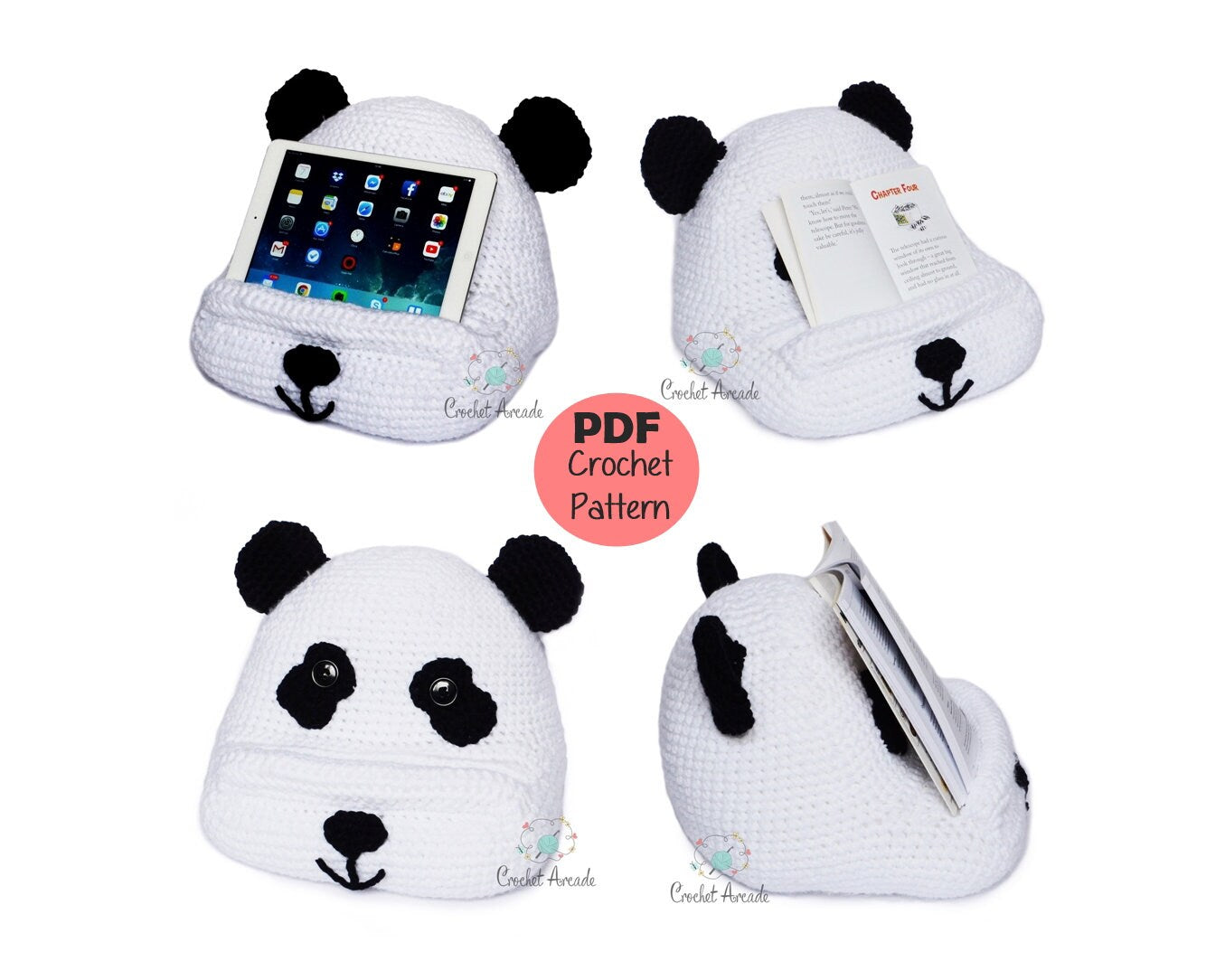Panda Book/Tablet Holder Crochet Pattern (PDF)