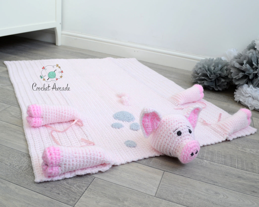 Pig Crochet Baby Blanket Pattern | Cuddle and Play Toy (PDF Pattern)