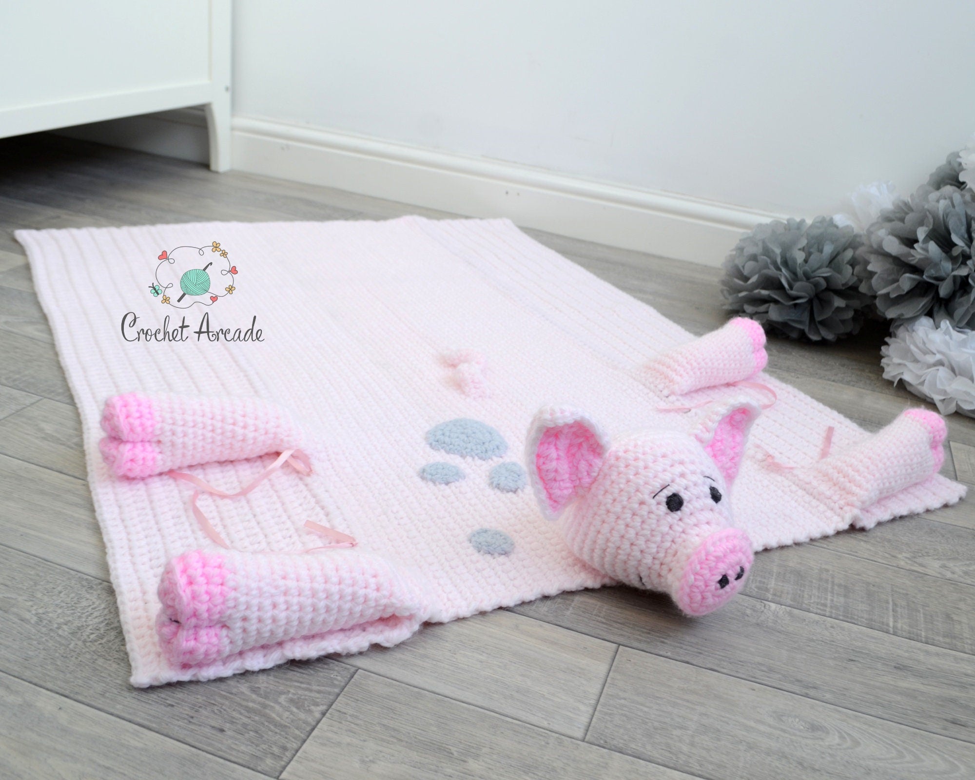 Pig Crochet Baby Blanket Pattern | Cuddle and Play Toy (PDF Pattern)