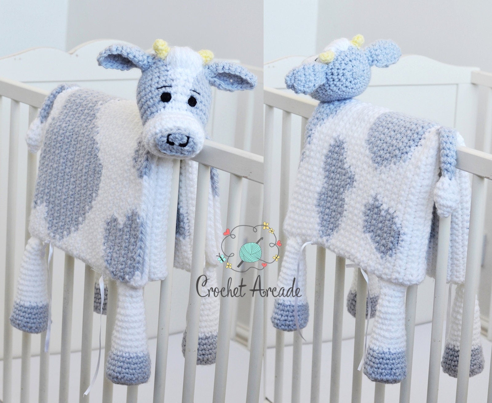 Crochet Cow Baby Blanket Pattern, Cuddle and Play Afghan (PDF Pattern)