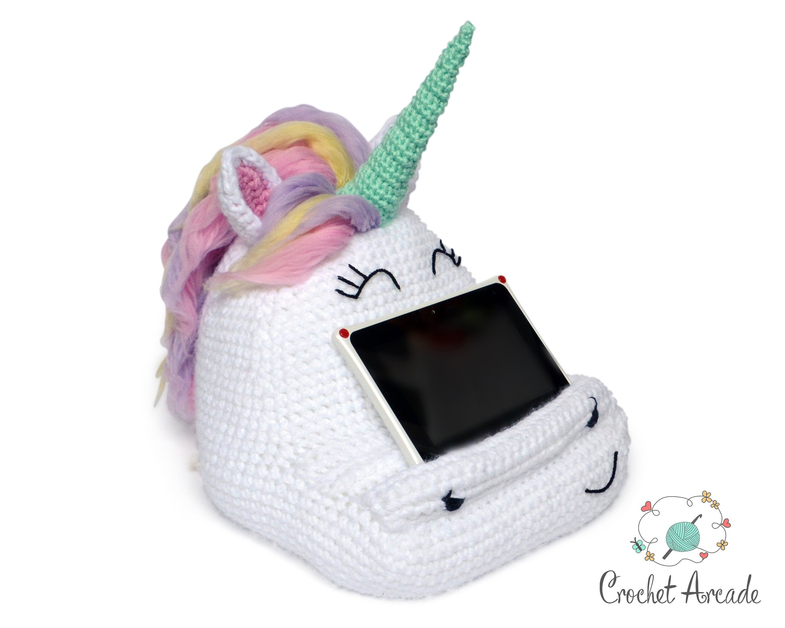 Alice the Unicorn Crochet Book Tablet Holder Pattern (PDF)