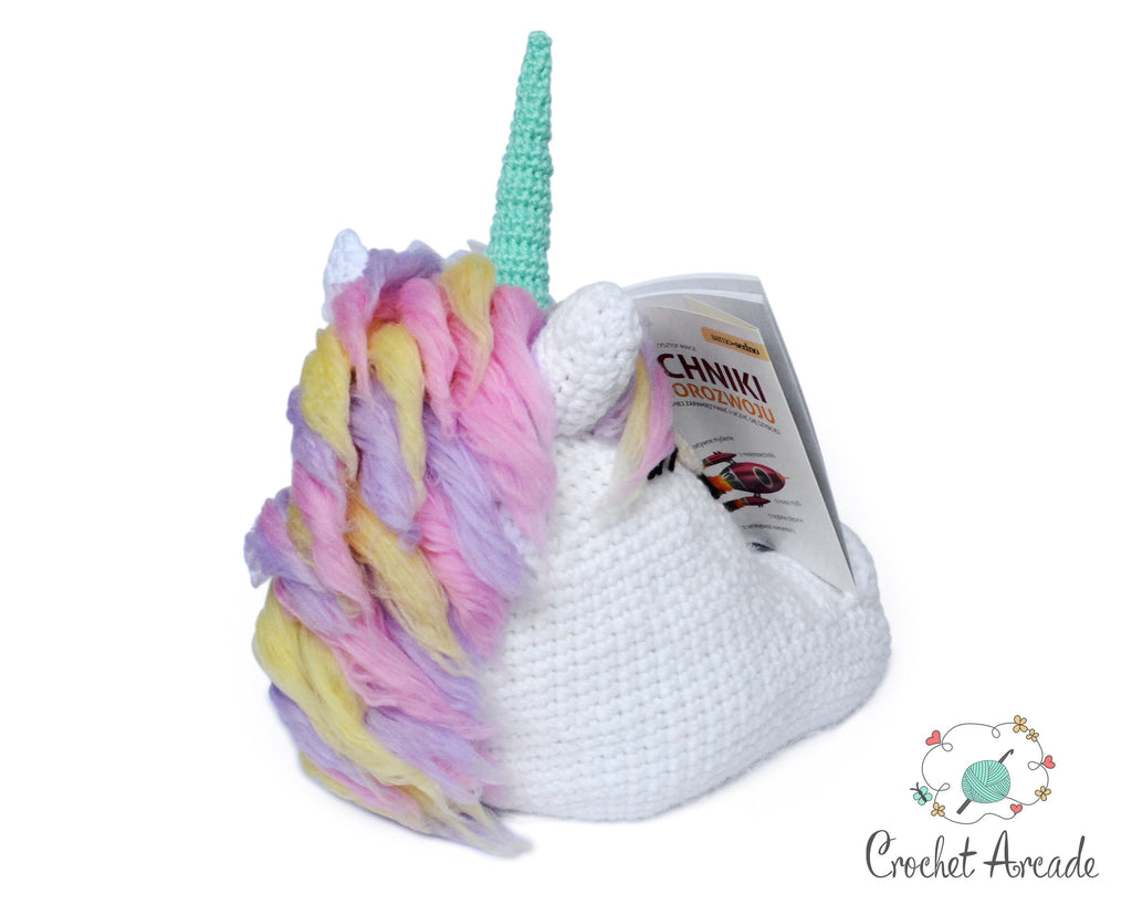 Alice the Unicorn Crochet Book Tablet Holder Pattern (PDF)
