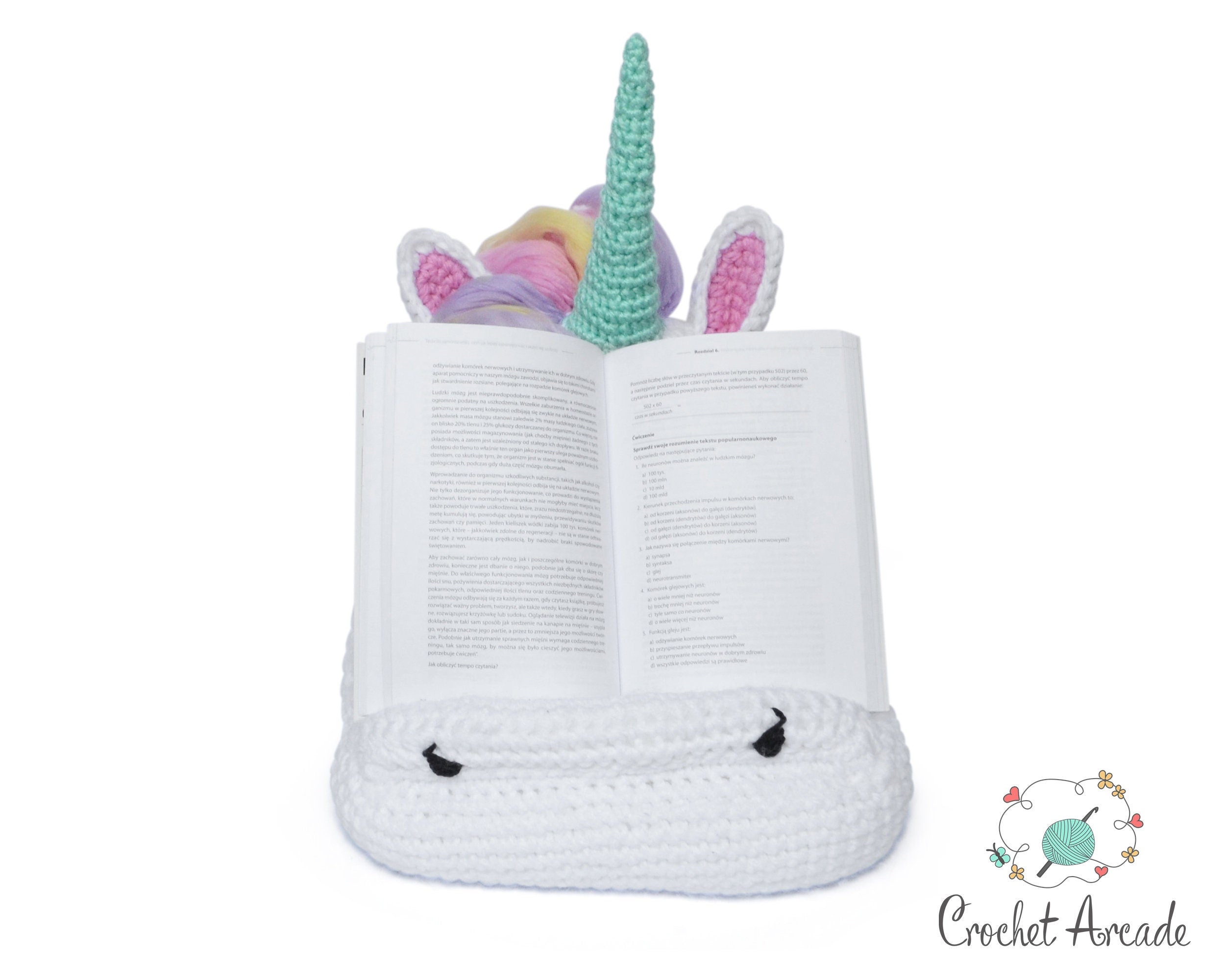 Alice the Unicorn Crochet Book Tablet Holder Pattern (PDF)
