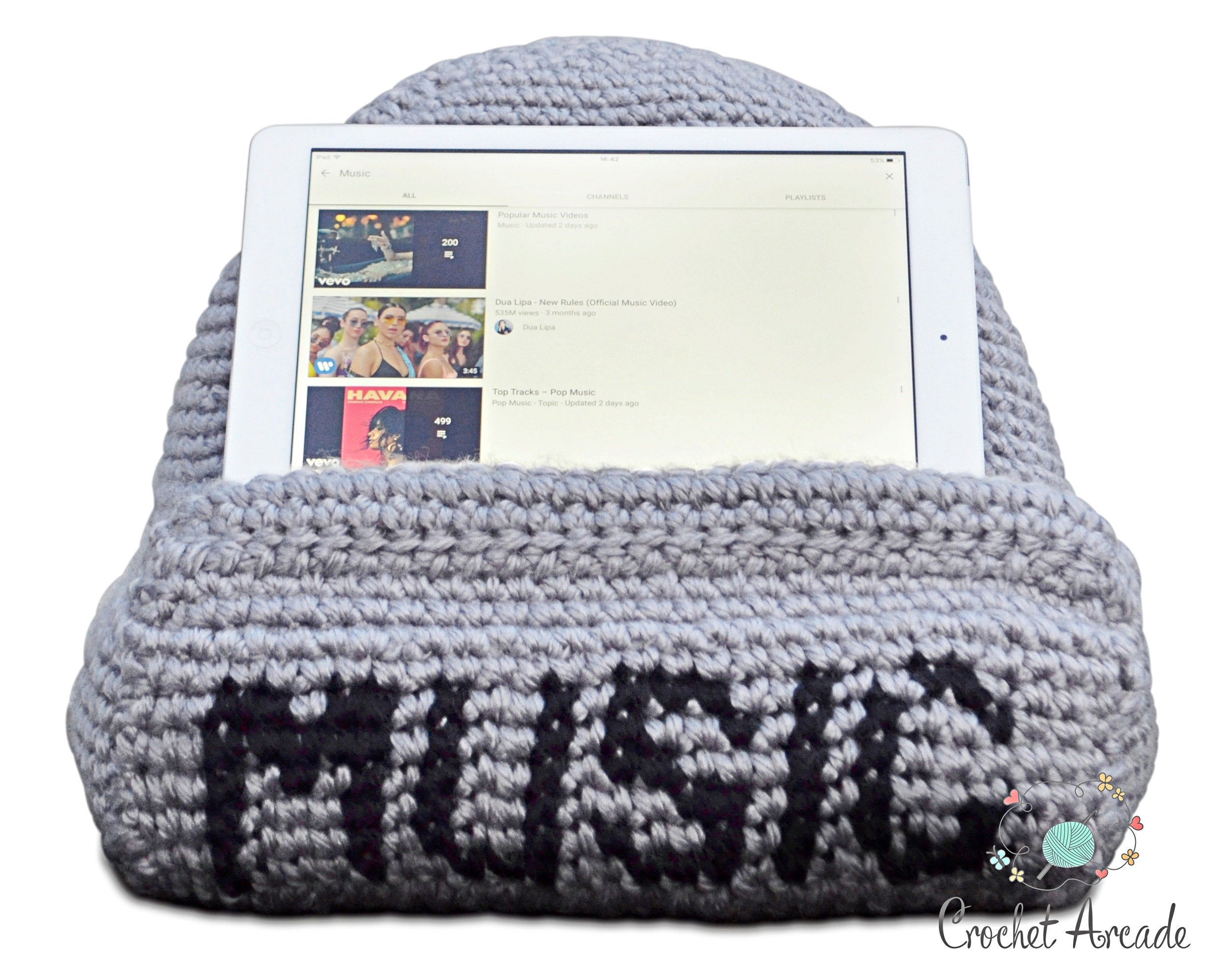I Love Music Tablet Pillow Crochet Pattern (PDF)