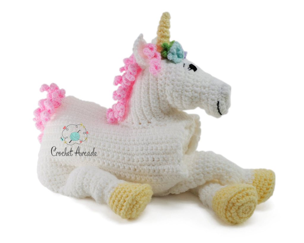 Unicorn Horse Baby Blanket Crochet Pattern | 3-in-1 Toy (PDF Pattern)