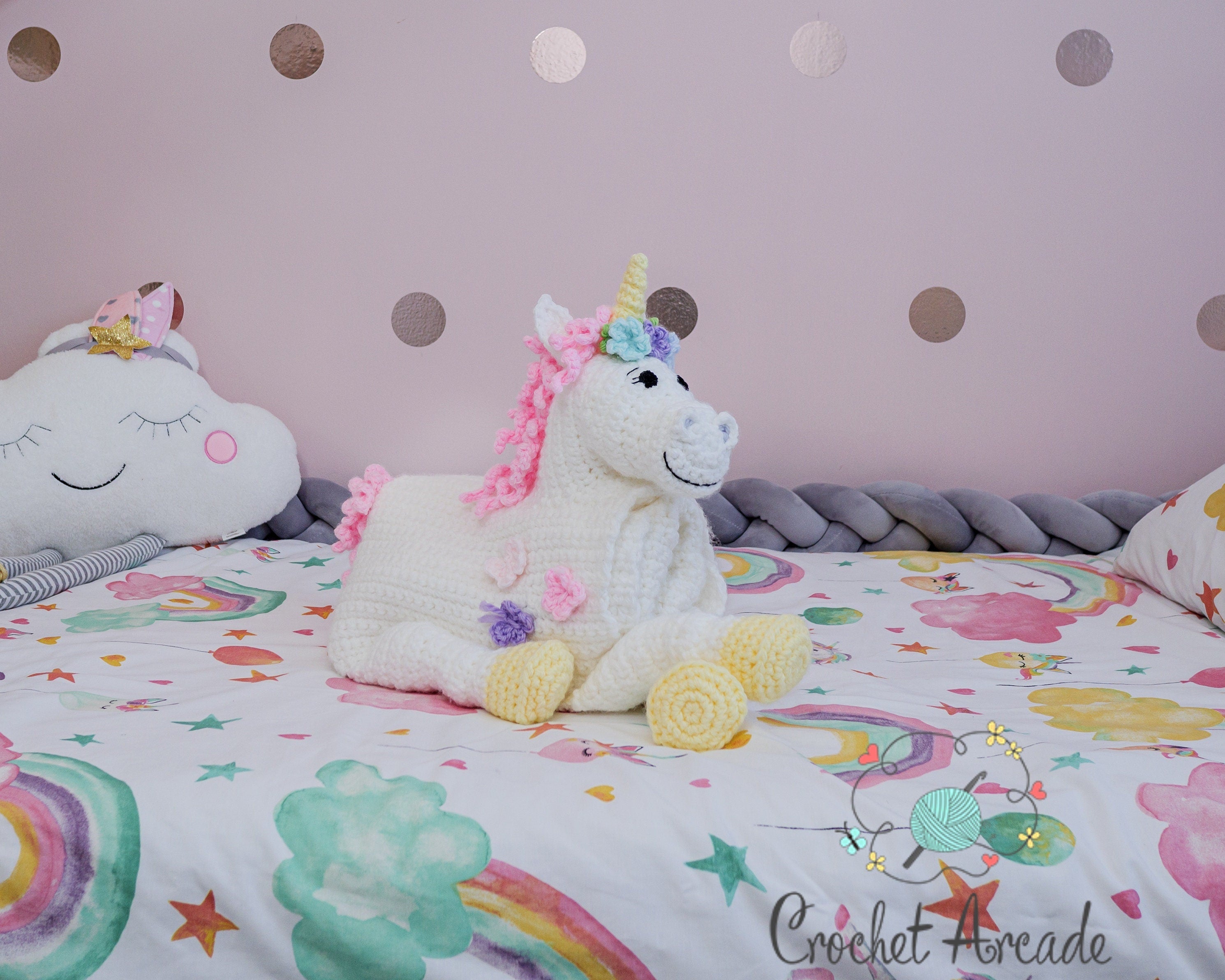 Unicorn Horse Baby Blanket Crochet Pattern | 3-in-1 Toy (PDF Pattern)