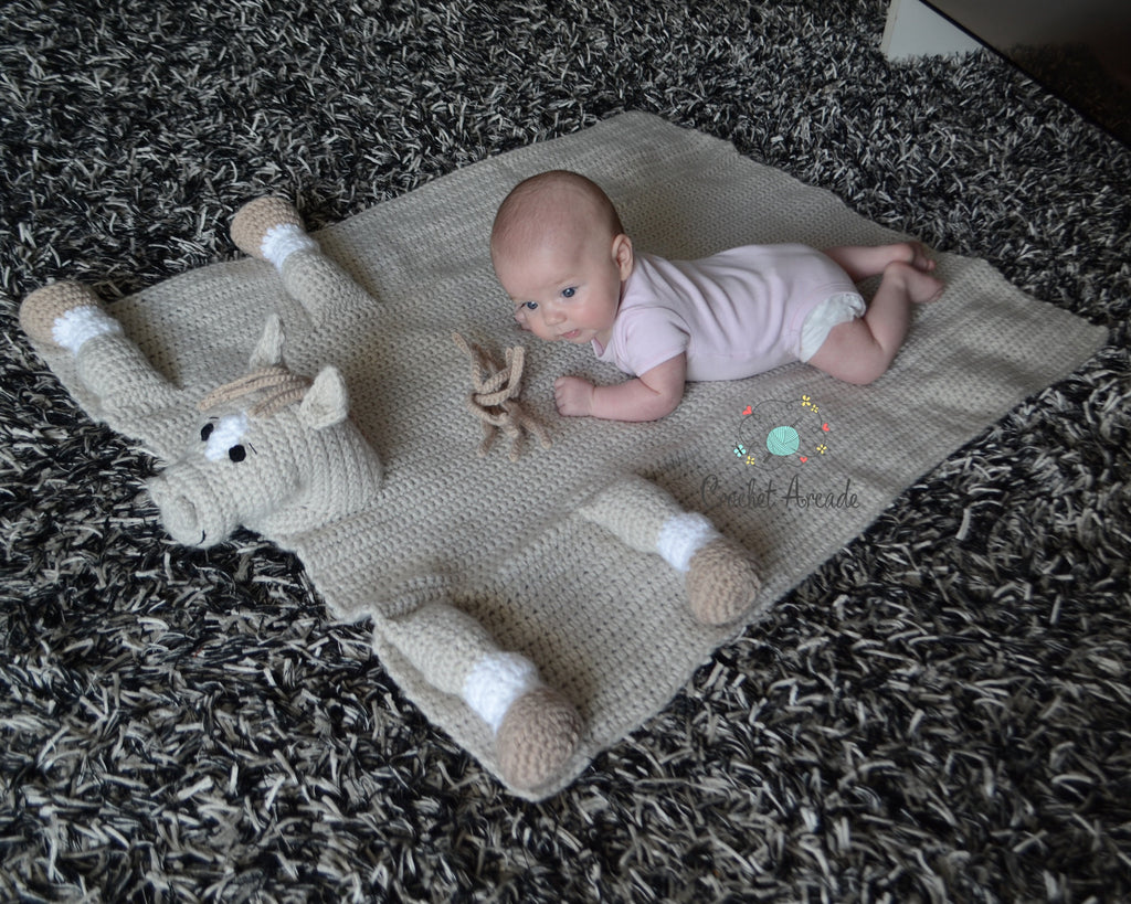 Unicorn Horse Baby Blanket Crochet Pattern | 3-in-1 Toy (PDF Pattern)