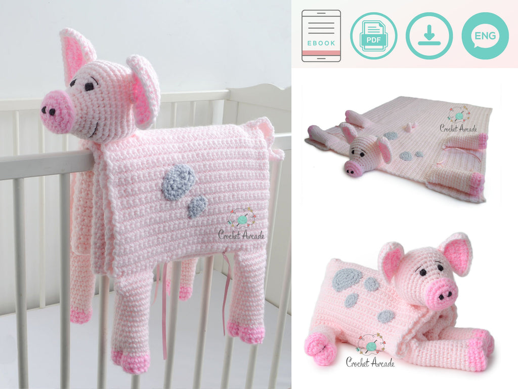 Pig Crochet Baby Blanket Pattern | Cuddle and Play Toy (PDF Pattern)