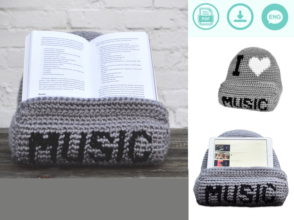 I Love Music Tablet Pillow Crochet Pattern (PDF)