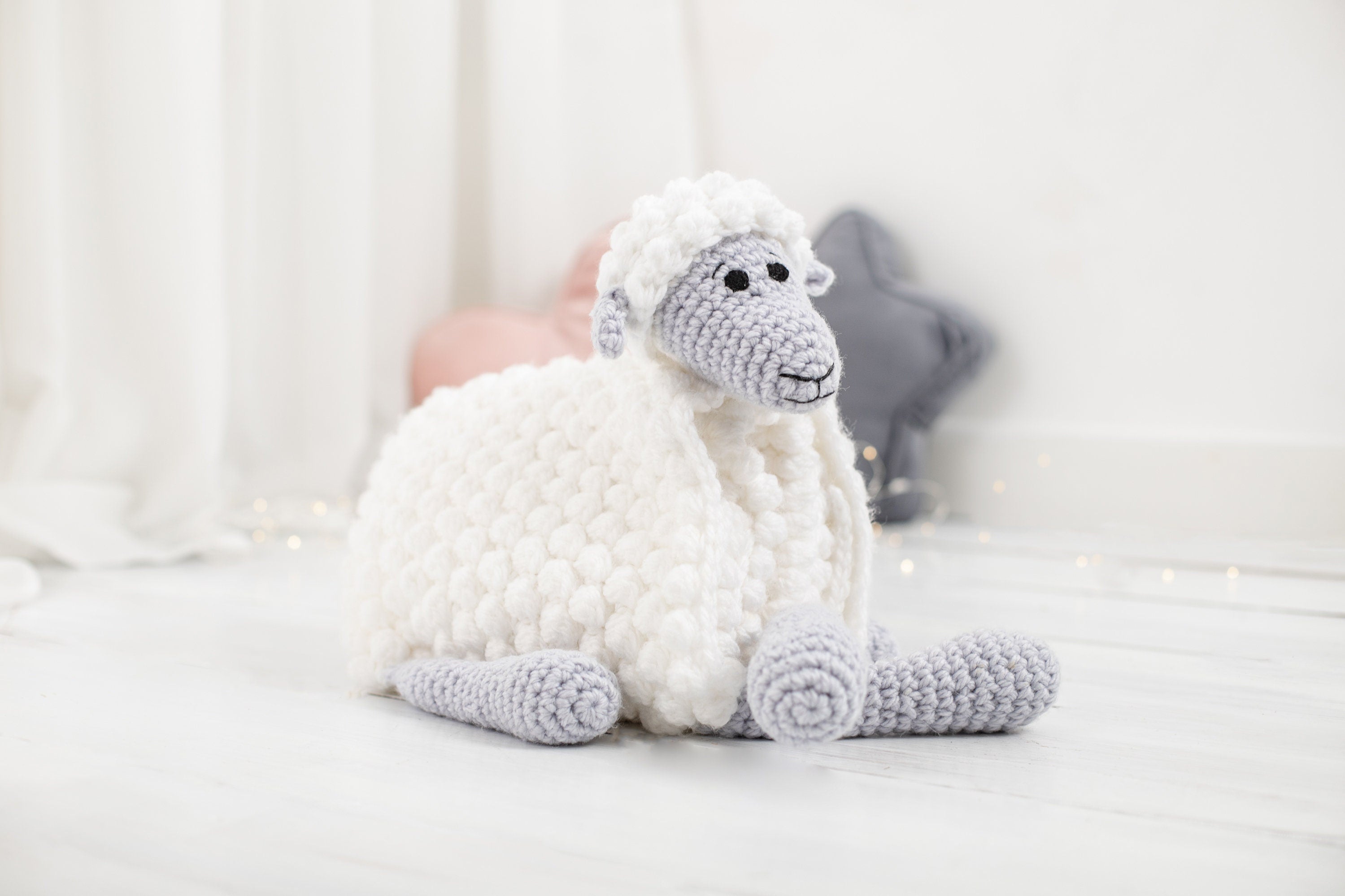 Crochet Sheep Baby Blanket PATTERN | Lamb Snuggler Toy (PDF)