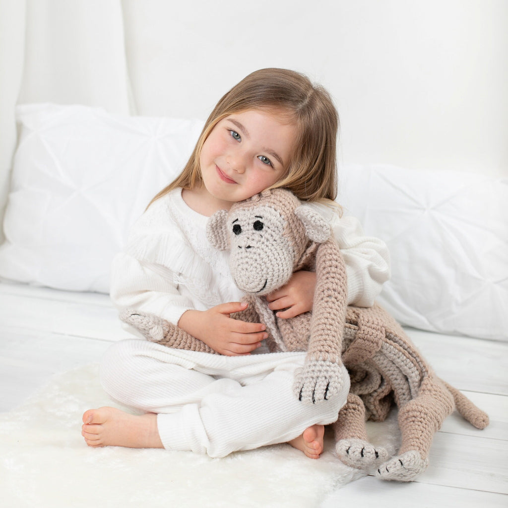Monkey Baby Blanket Crochet Pattern | 3-in-1 Cuddle & Play (PDF)