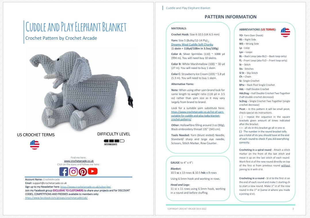 BABY BLANKET Crochet Pattern PDF | Cuddle and Play Elephant Crochet Baby Blanket Pattern | Elephant Baby Blanket Crochet Pattern | Amigurumi