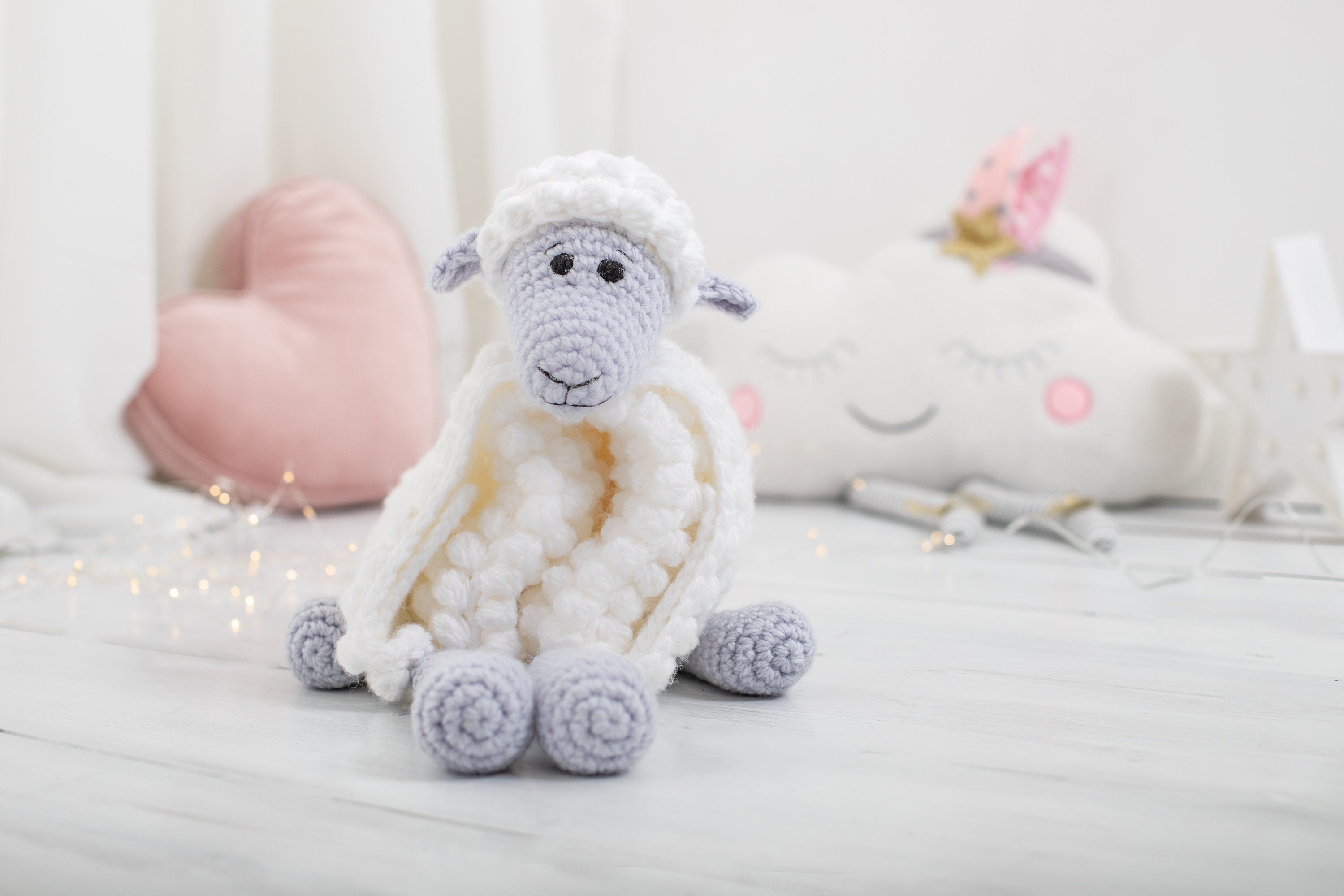 Crochet Sheep Baby Blanket PATTERN | Lamb Snuggler Toy (PDF)