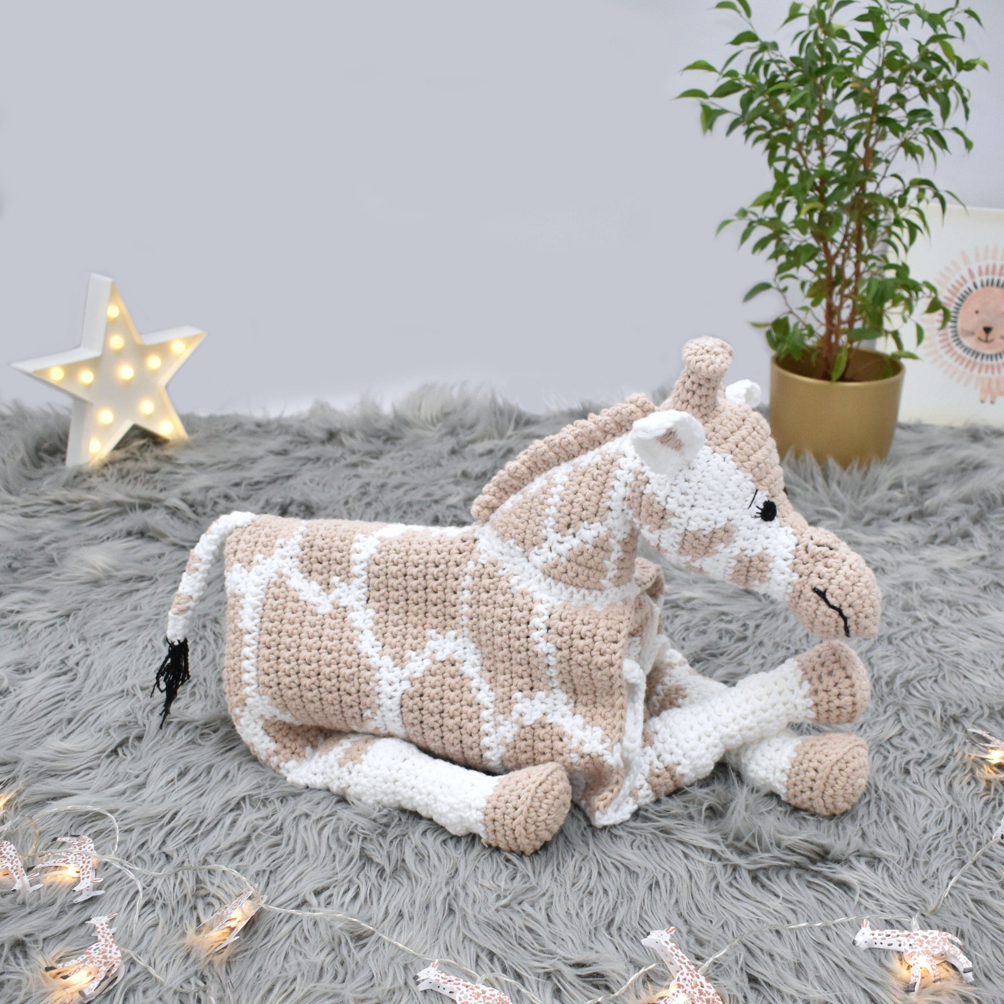 Giraffe Baby Blanket Crochet Pattern, Cuddle and Play Toy (PDF Pattern)