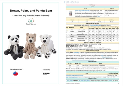 Bear Blanket Crochet PATTERN Cuddle and Play crochet blanket pattern | panda bear | teddy bear | polar bear | crochet bear baby blanket