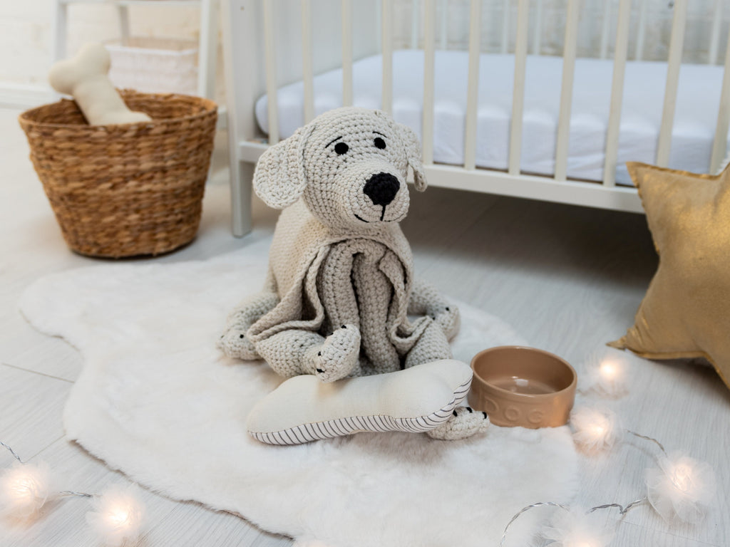 Dog Blanket Toy Crochet Pattern, Baby Blanket Crochet Pattern, Crochet Dog, Crochet Labrador toy crochet pattern, Toddler blanket crochet
