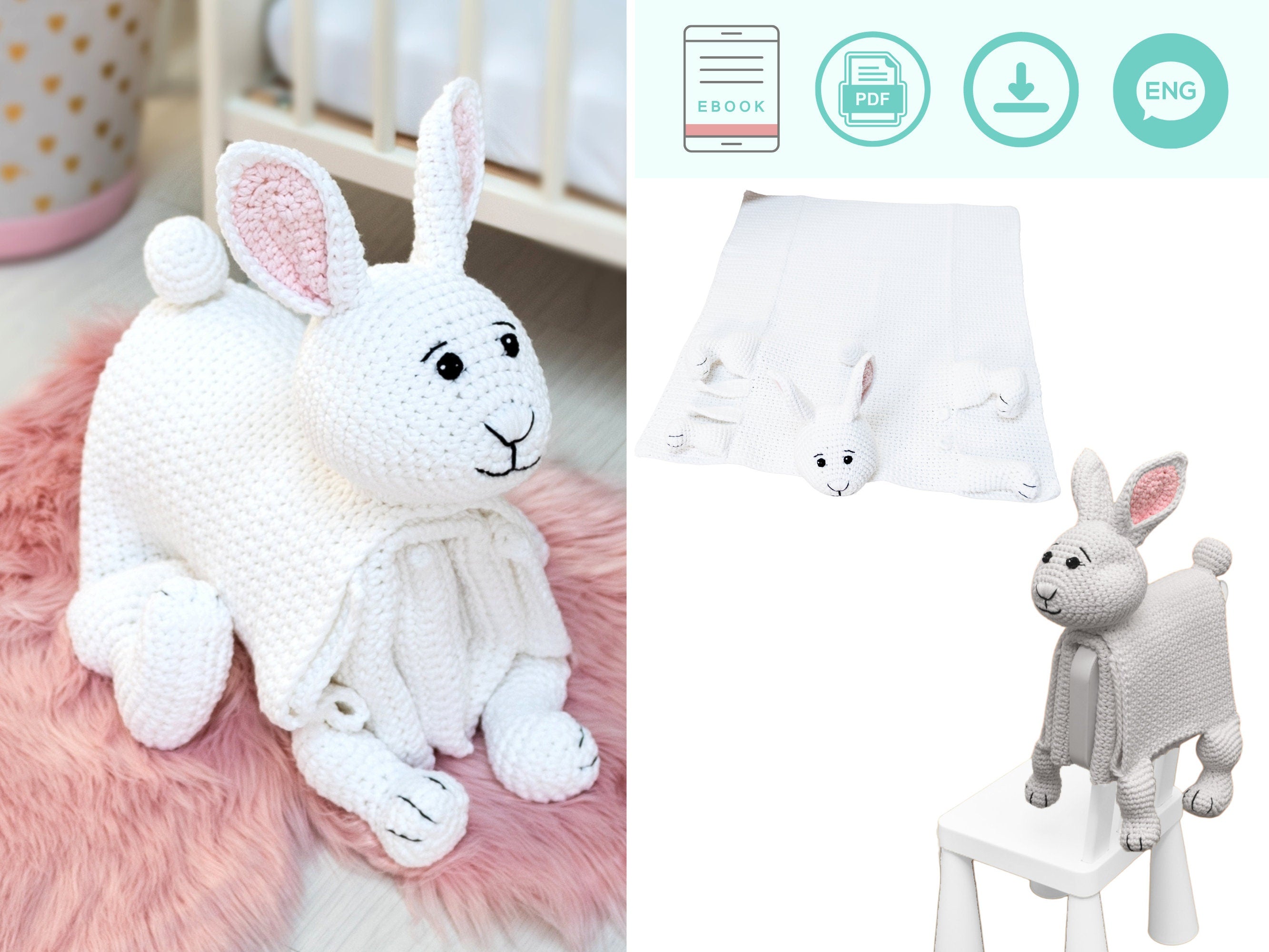 Bunny Crochet Baby Blanket Pattern | Cuddle and Play Toy (PDF Pattern)