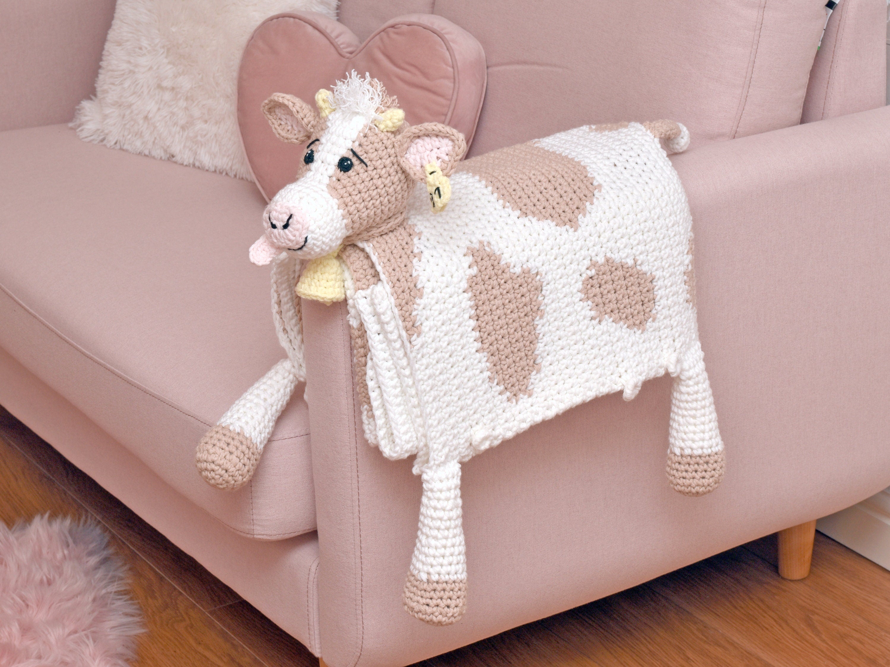 Crochet Cow Baby Blanket Pattern, Cuddle and Play Afghan (PDF Pattern)
