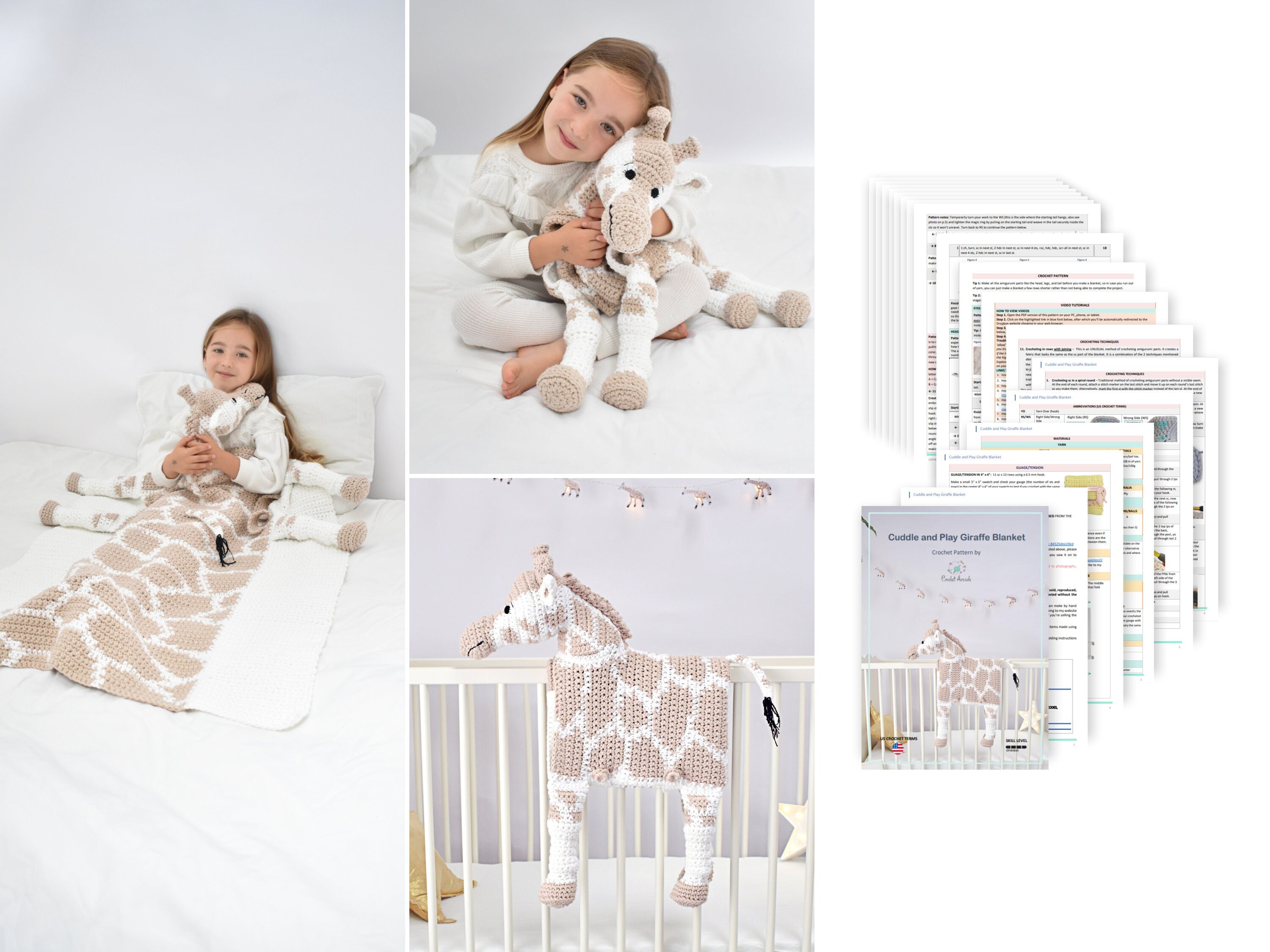 Giraffe Baby Afghan Crochet Pattern | Cuddle & Play Blanket Toy (PDF)