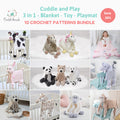 Animal Crochet Blanket Pattern Bundle, Cuddle & Play Toy (PDF)