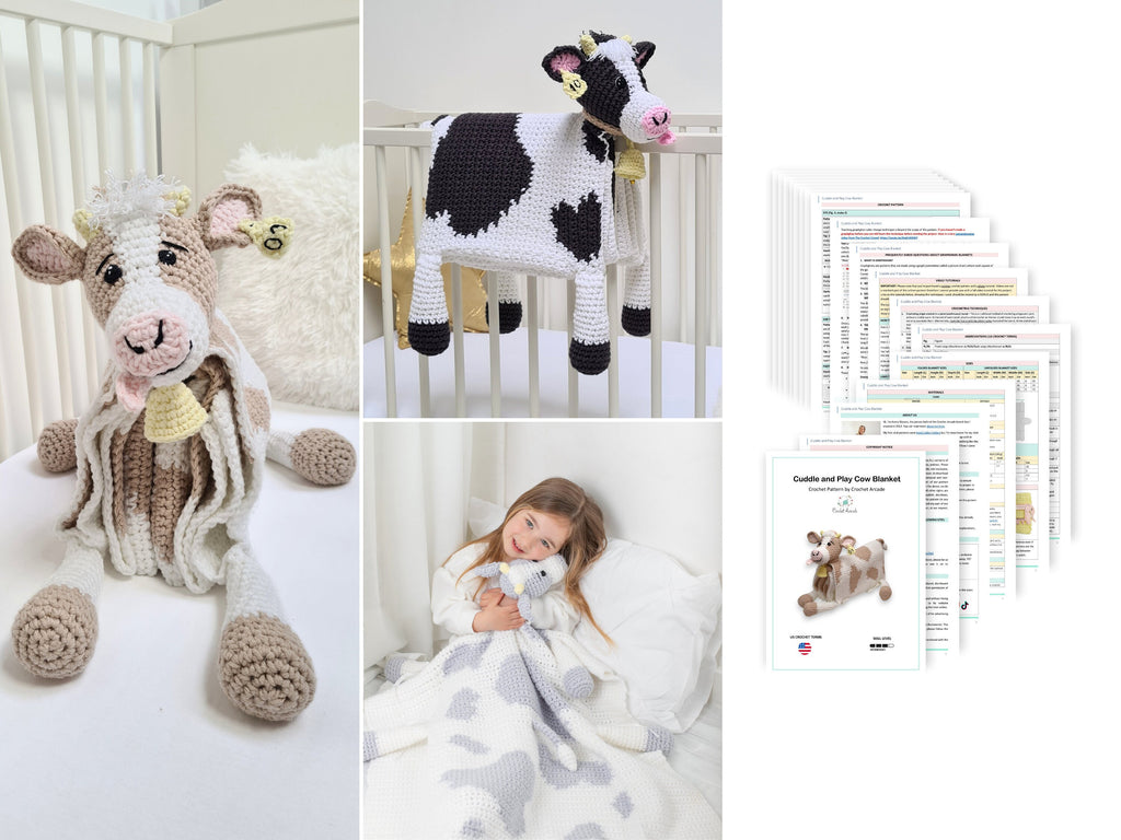 Animal Crochet Blanket Pattern Bundle, Cuddle & Play Toy (PDF)