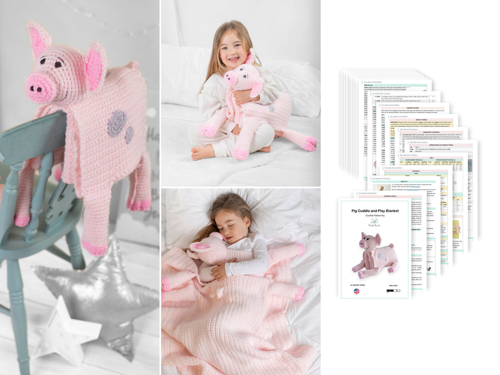 Animal Crochet Blanket Pattern Bundle, Cuddle & Play Toy (PDF)