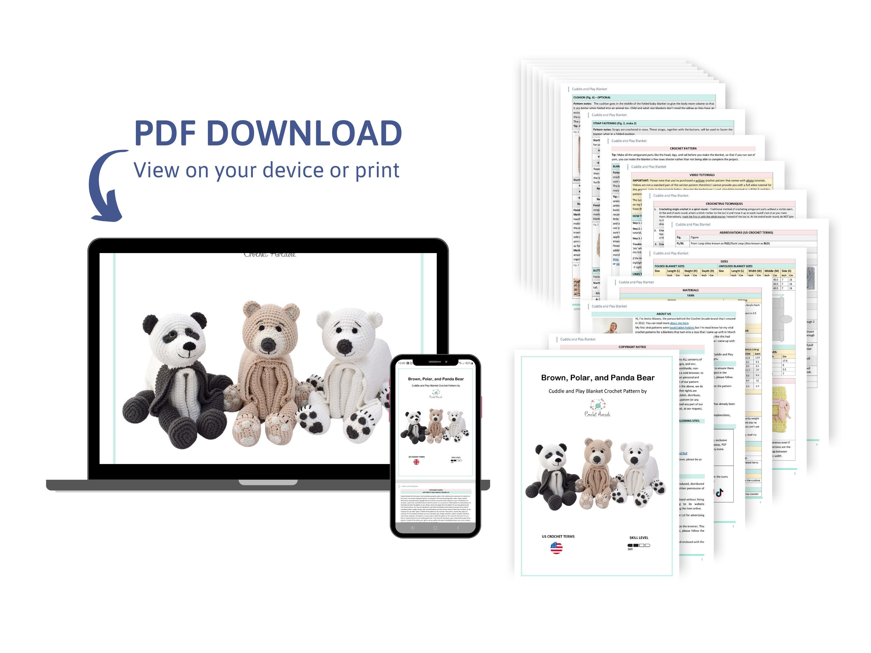 Bear Baby Blanket Crochet Pattern | Teddy, Panda, Polar (PDF Pattern)