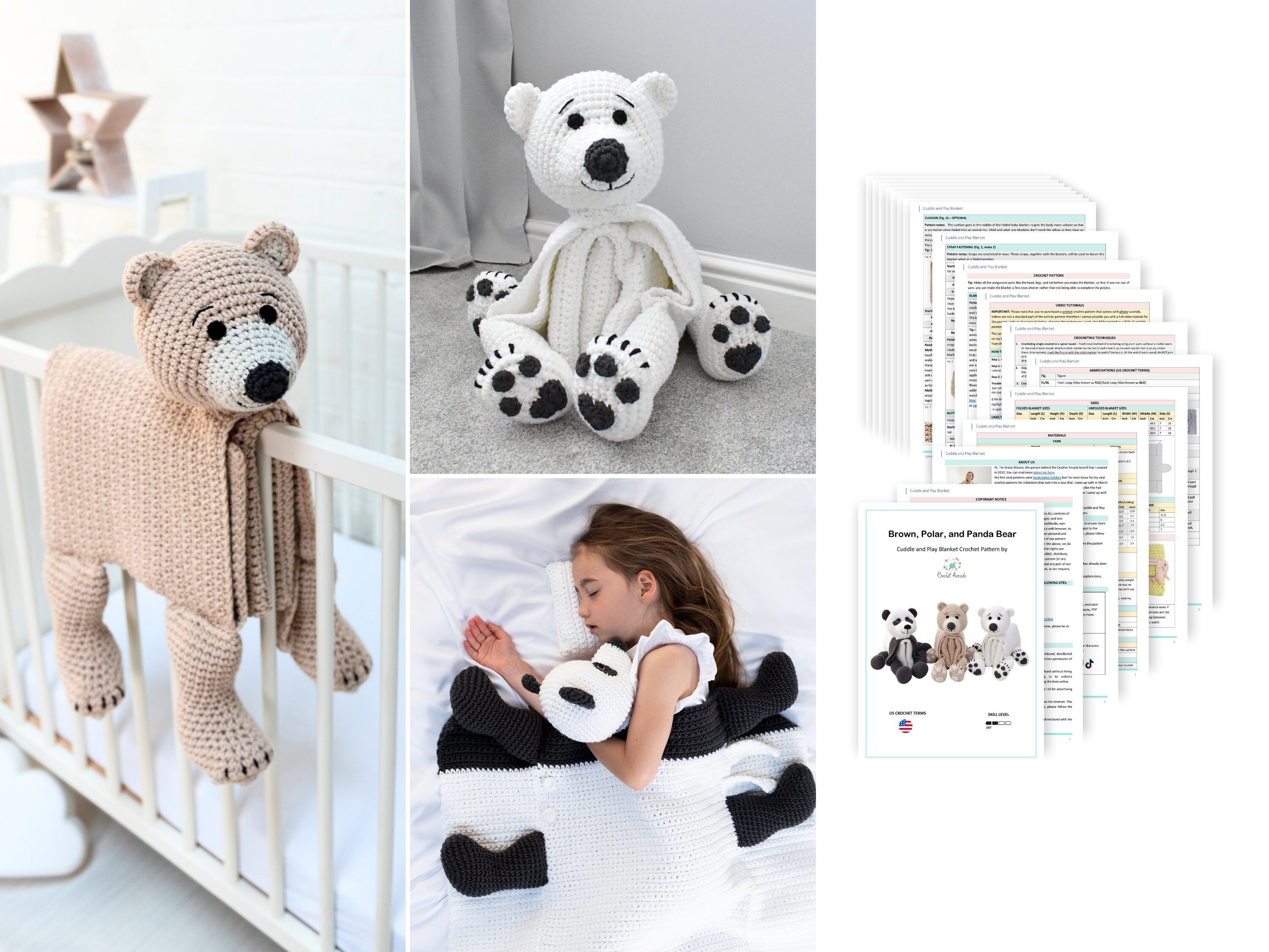 Bear Baby Blanket Crochet Pattern | Teddy, Panda, Polar (PDF Pattern)