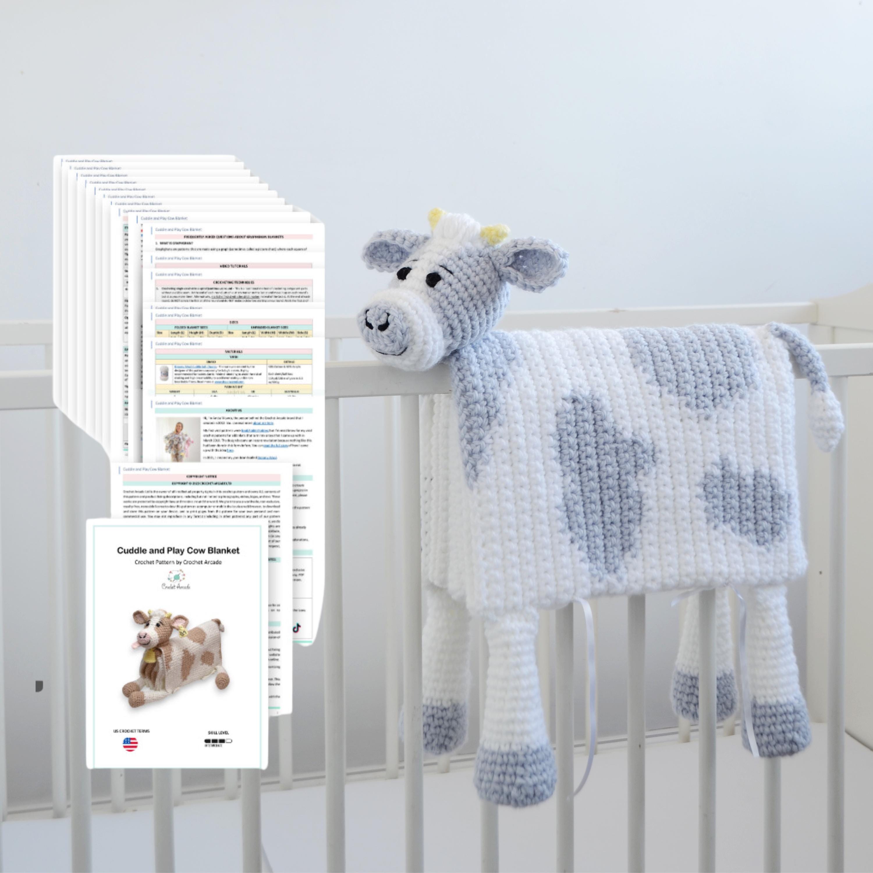 Crochet Cow Baby Blanket Pattern, Cuddle and Play Afghan (PDF Pattern)