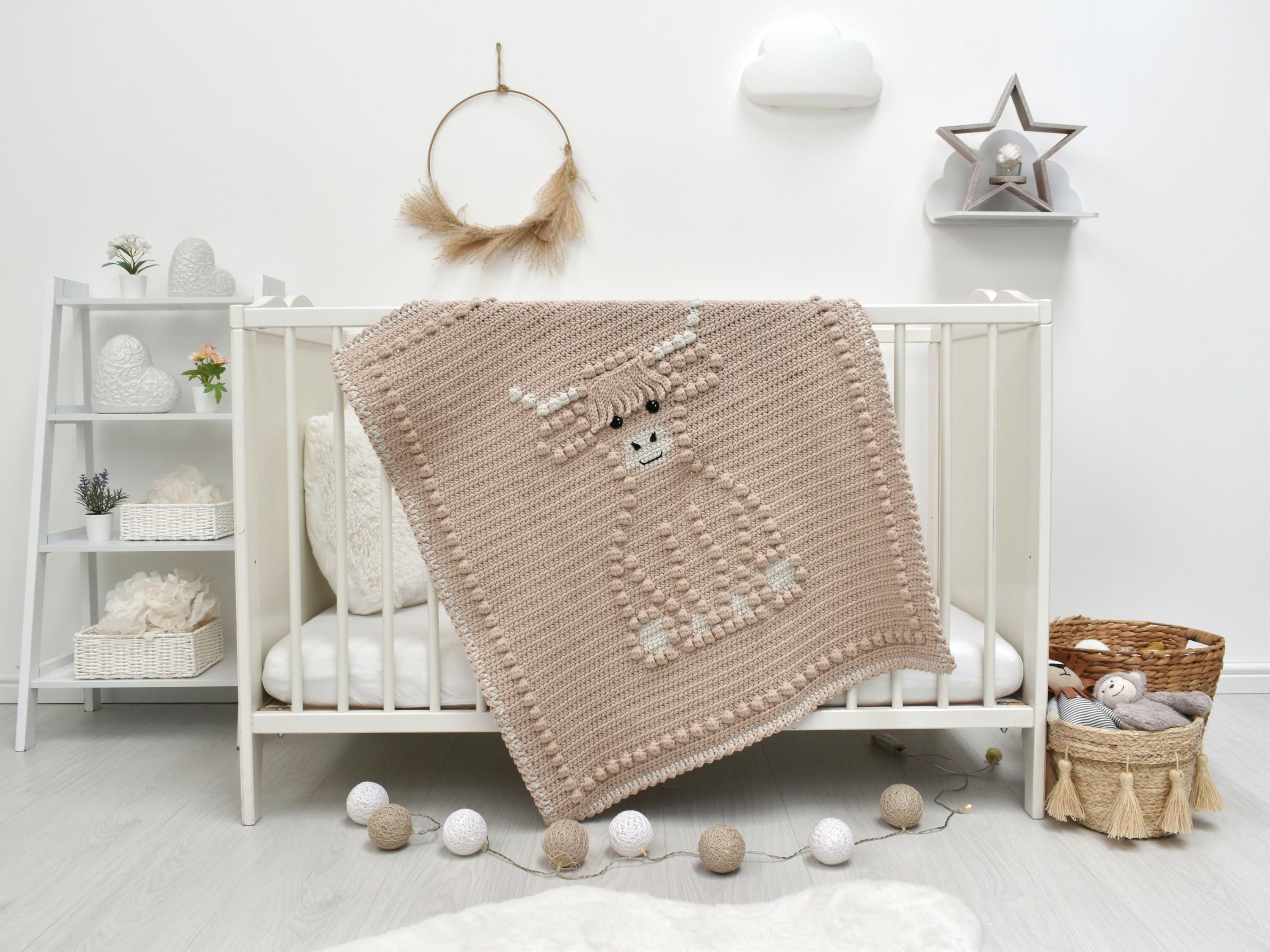 Highland Cow Crochet Baby Blanket Pattern | Bobble Stitch (PDF Pattern)
