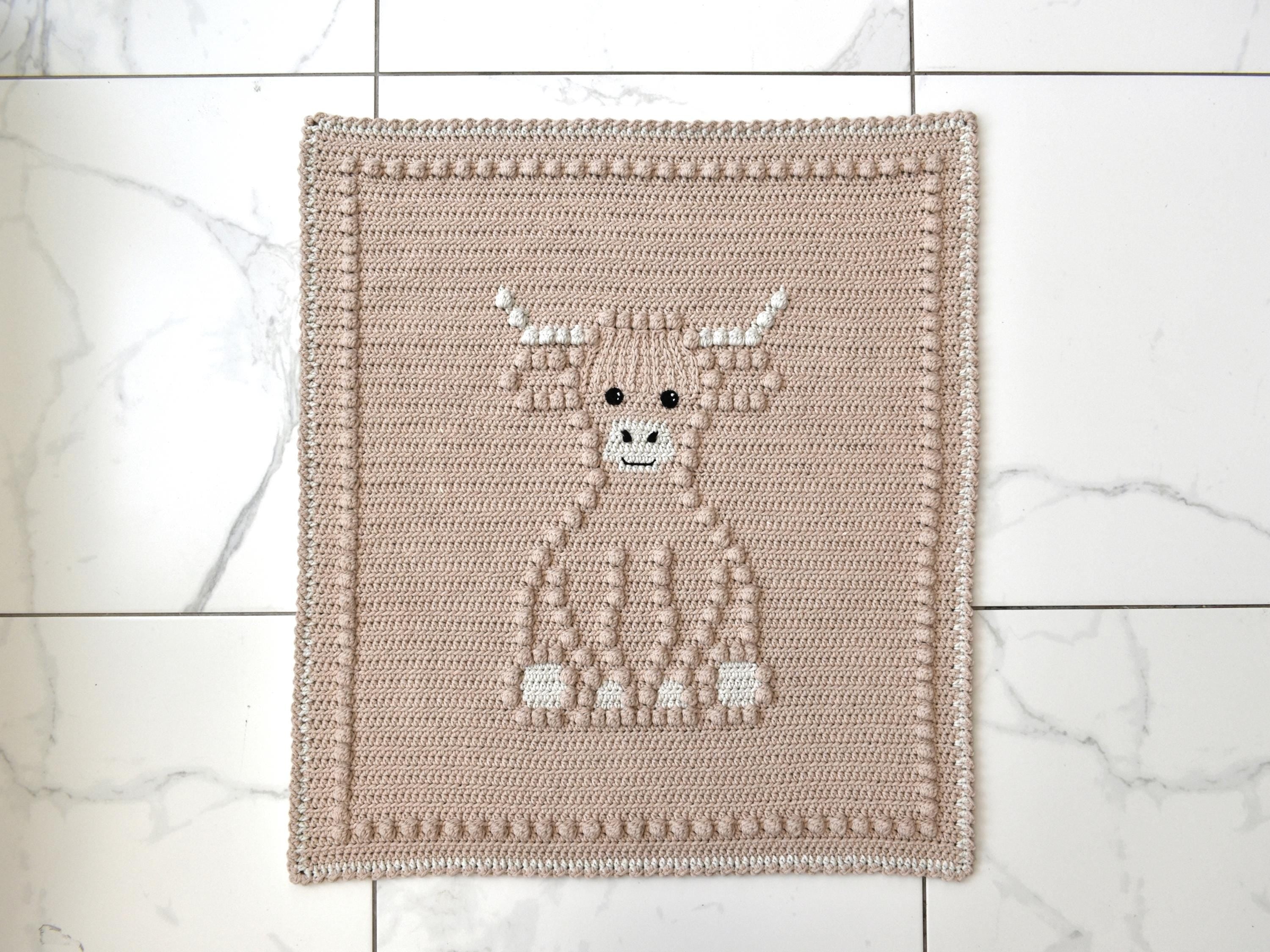 Highland Cow Crochet Baby Blanket Pattern | Bobble Stitch (PDF Pattern)