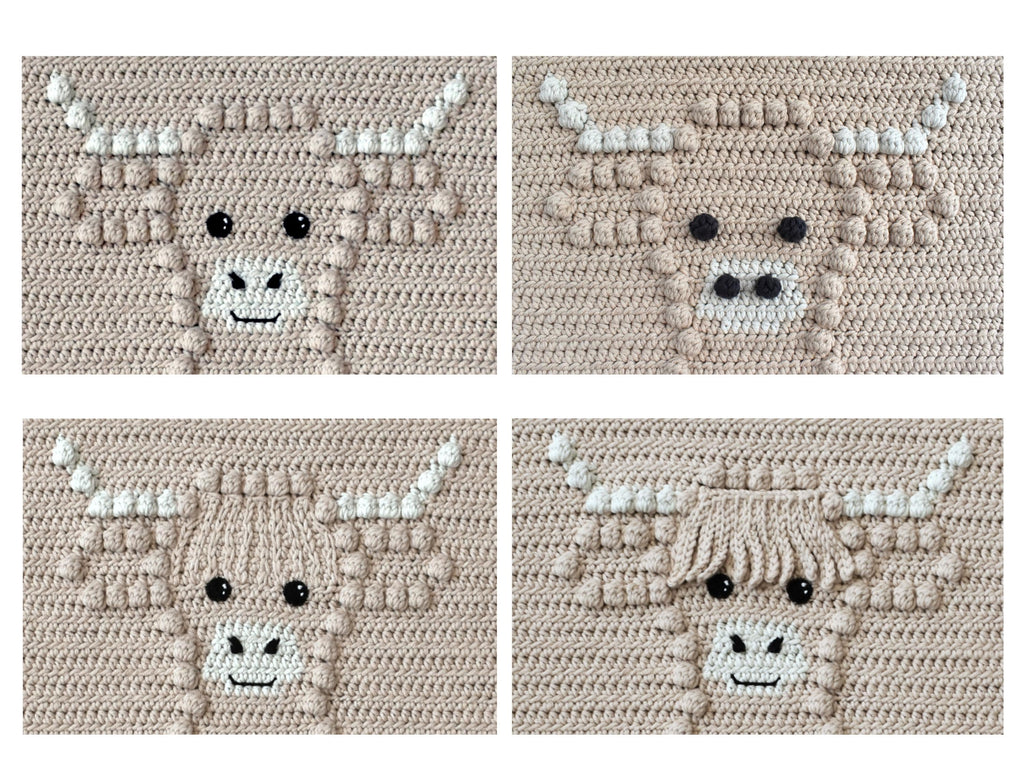 Highland Cow Crochet Baby Blanket Pattern | Bobble Stitch (PDF Pattern)