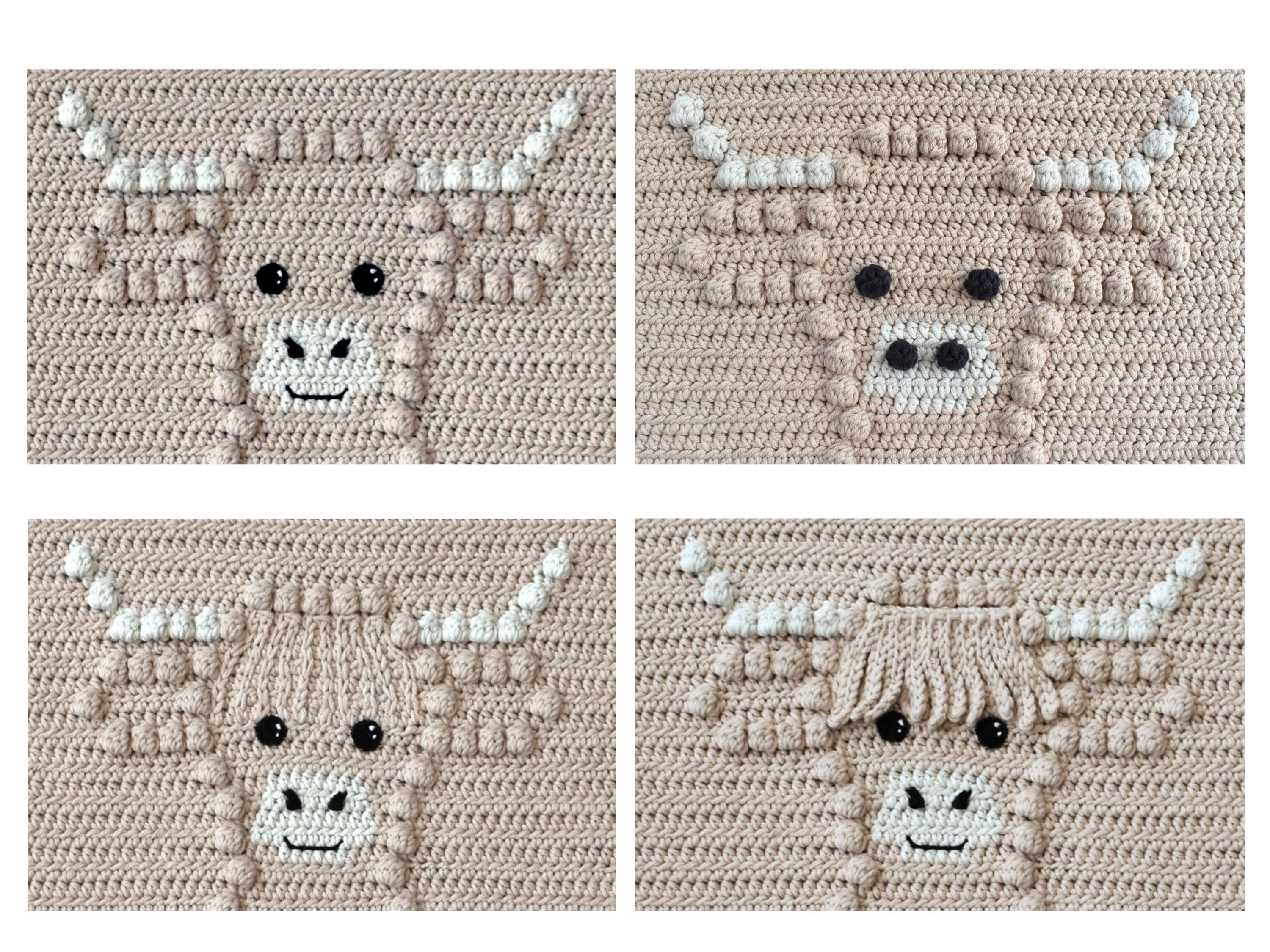 Highland Cow Crochet Baby Blanket Pattern | Bobble Stitch (PDF Pattern)