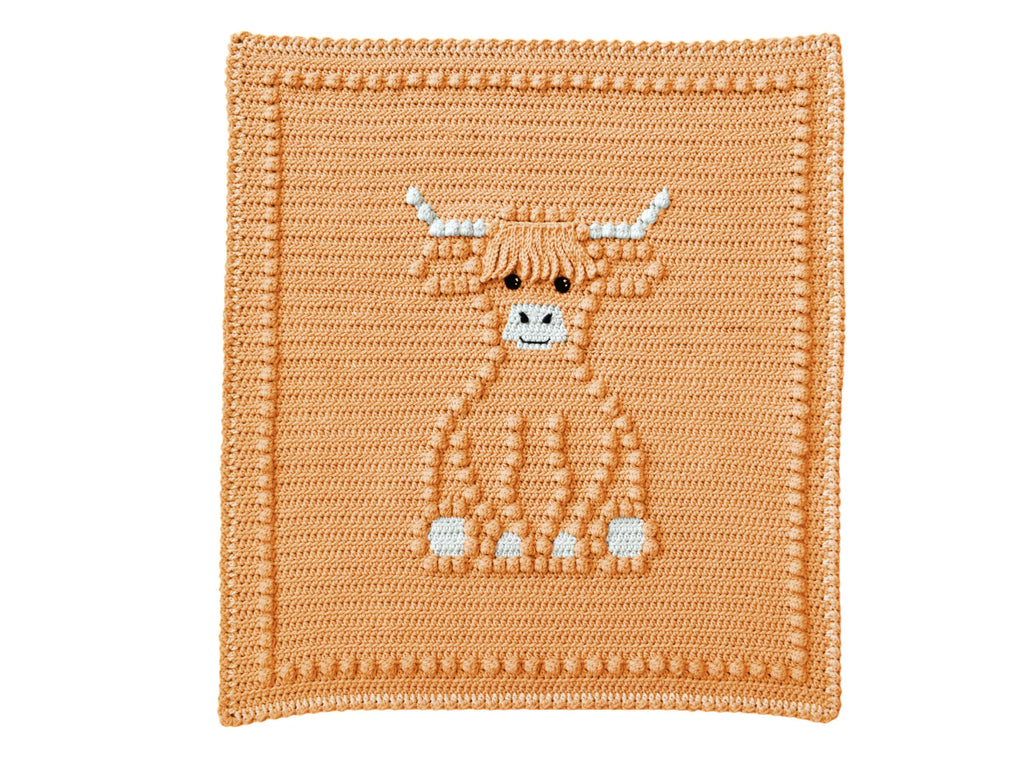 Highland Cow Crochet Baby Blanket Pattern | Bobble Stitch (PDF Pattern)