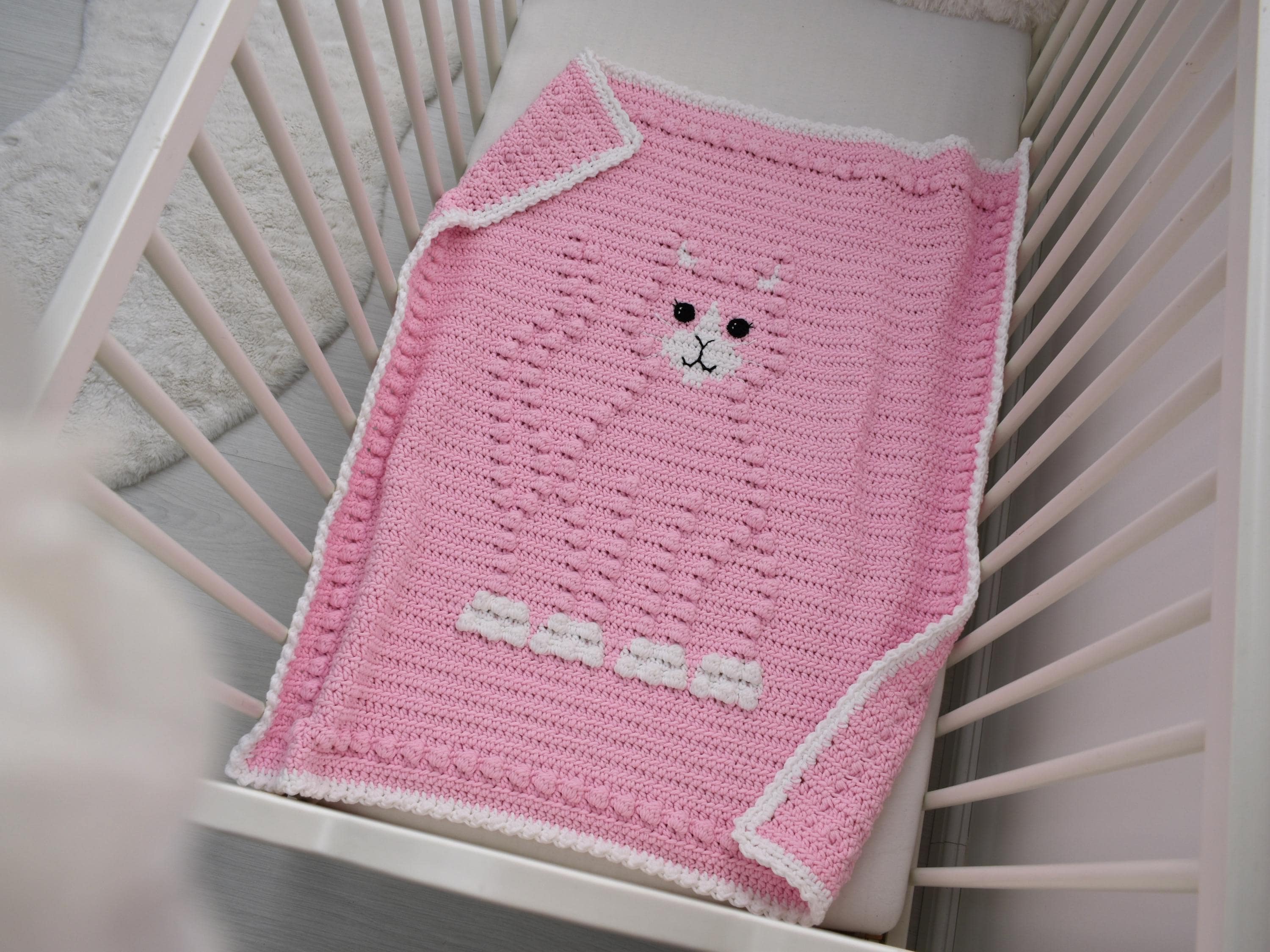 Crochet Cat Baby Blanket Pattern | Bobbly 3D Design (PDF Pattern)