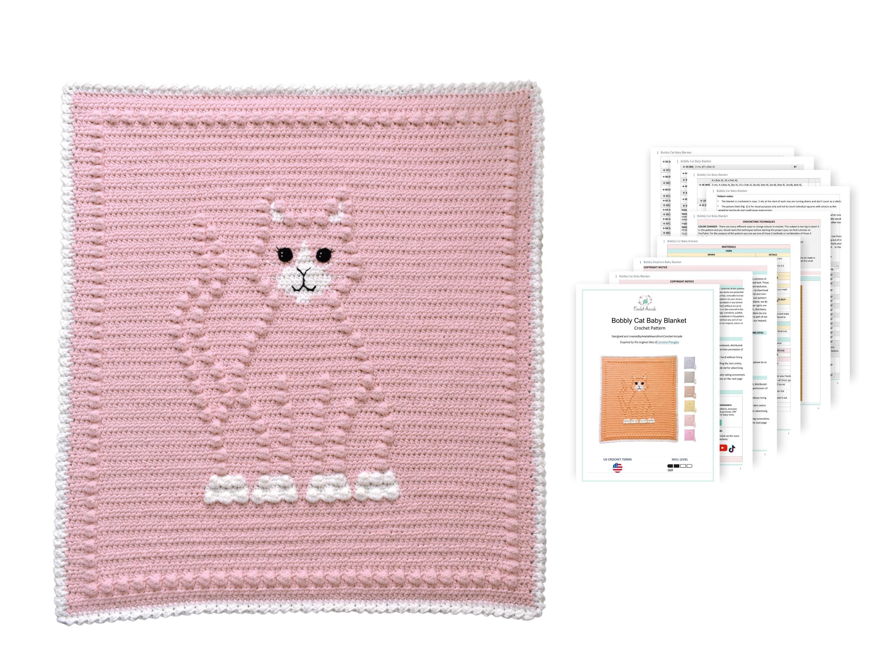 Crochet Cat Baby Blanket Pattern | Bobbly 3D Design (PDF Pattern)