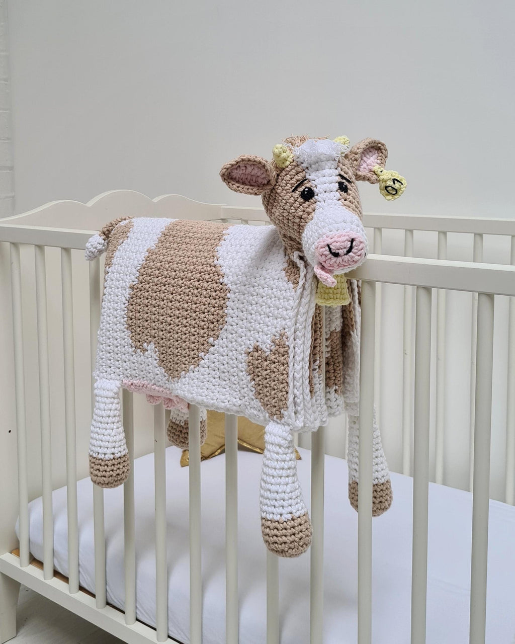 Cow Folding Baby Blanket Crochet Pattern PDF - Cuddle and Play Blanket that turns into a toy