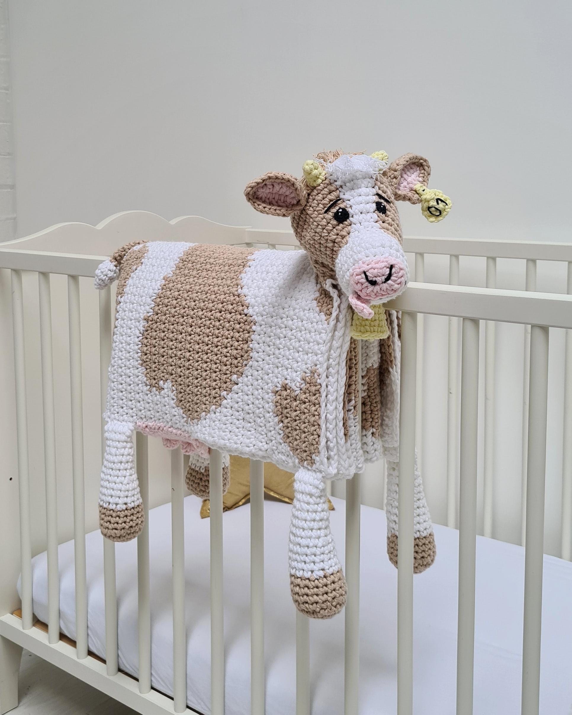Cow Folding Baby Blanket Crochet Pattern PDF - Cuddle and Play Blanket that turns into a toy