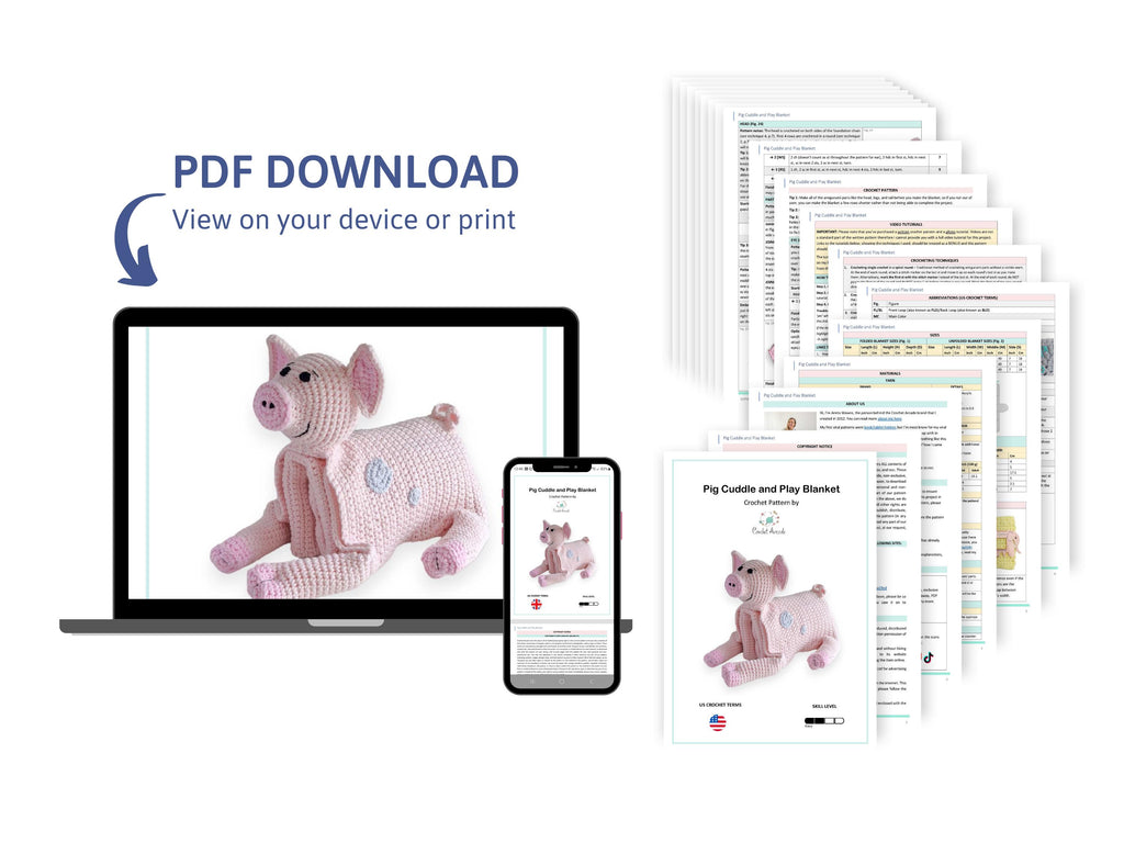 Pig Crochet Baby Blanket Pattern | Cuddle and Play Toy (PDF Pattern)