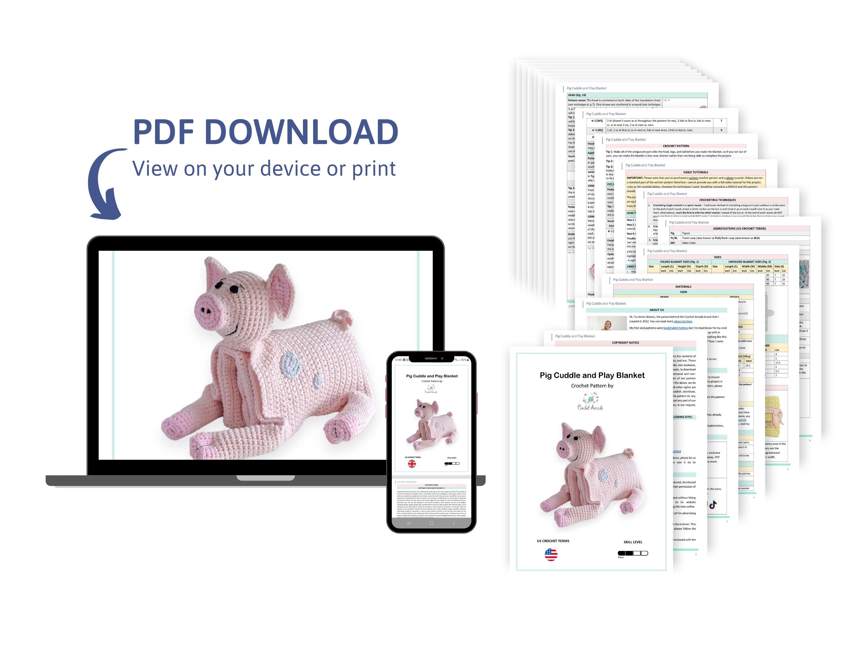 Pig Crochet Baby Blanket Pattern | Cuddle and Play Toy (PDF Pattern)