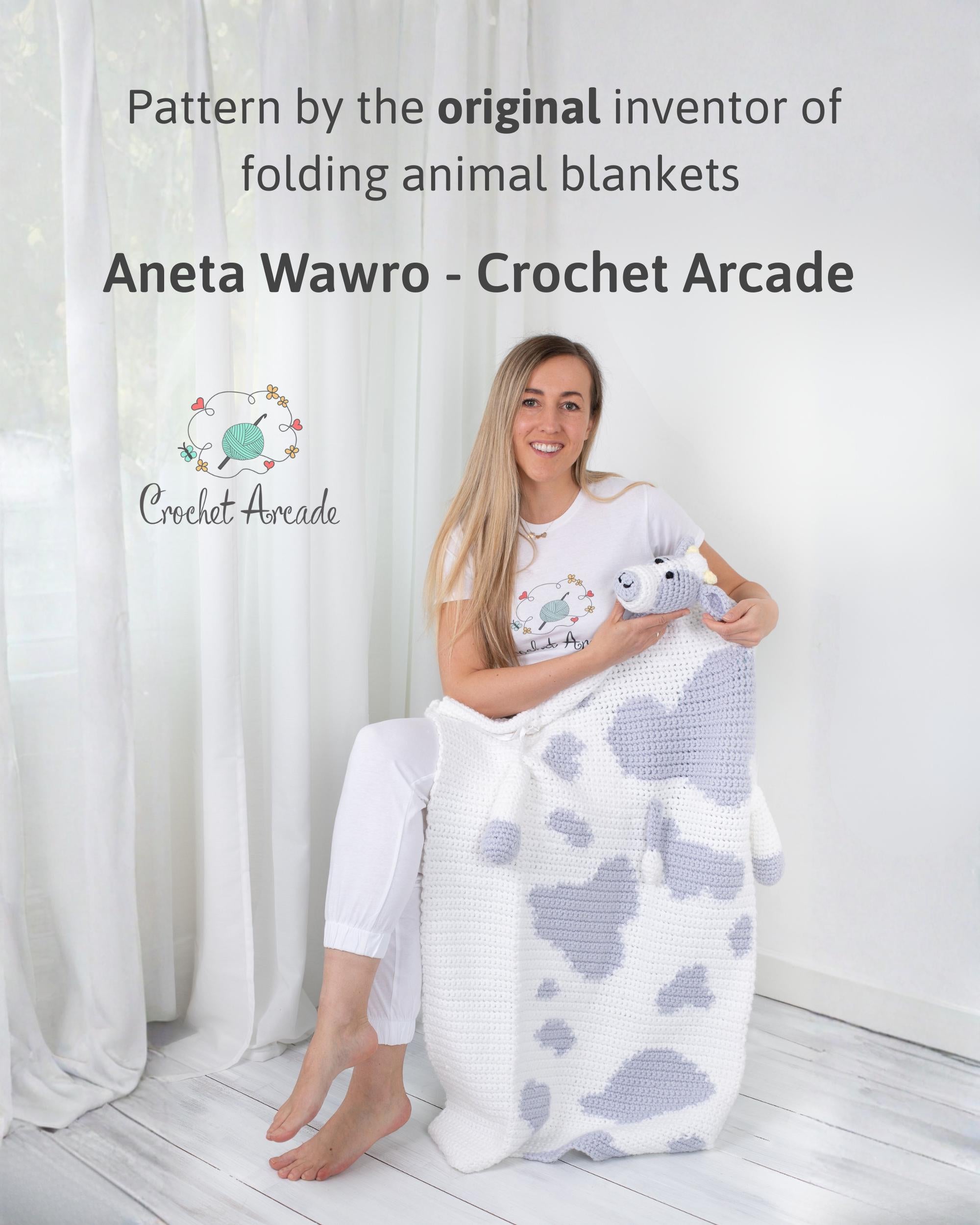 Folding Cow Baby Blanket CROCHET PATTERN (PDF) – Cuddle & Play Animal Blanket Toy, Baby to Adult