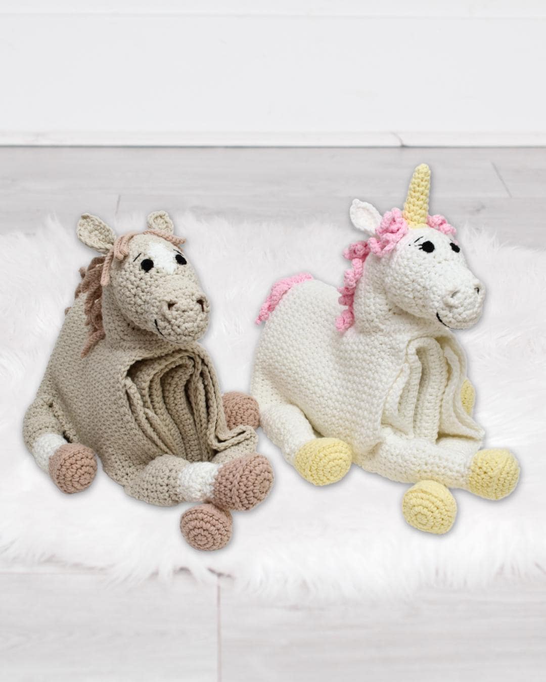 Unicorn Horse Baby Blanket Crochet Pattern | 3-in-1 Toy (PDF Pattern)
