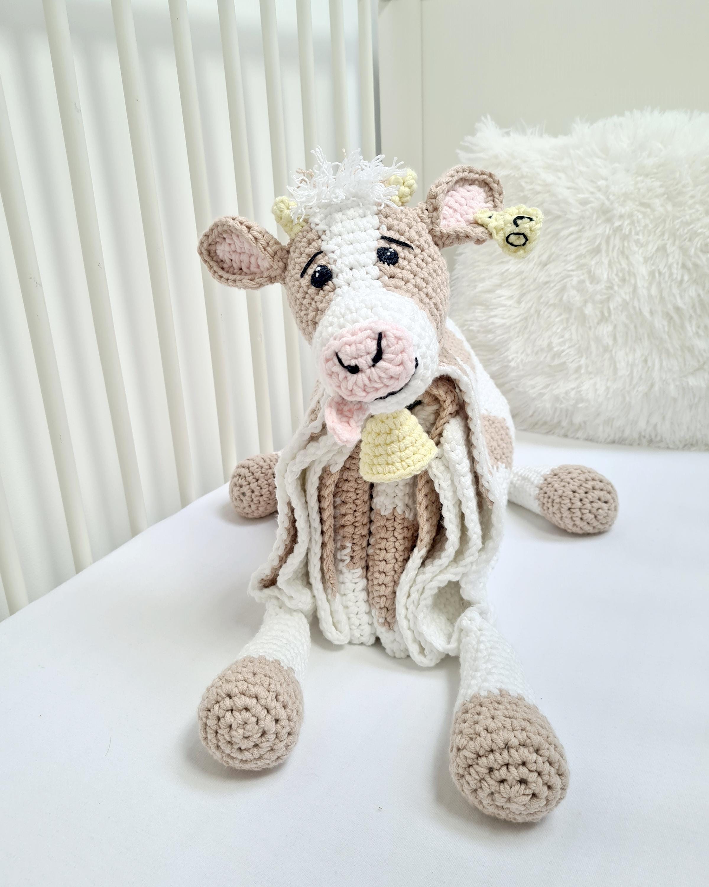 Cow Folding Baby Blanket Crochet Pattern PDF - Cuddle and Play Blanket that turns into a toy