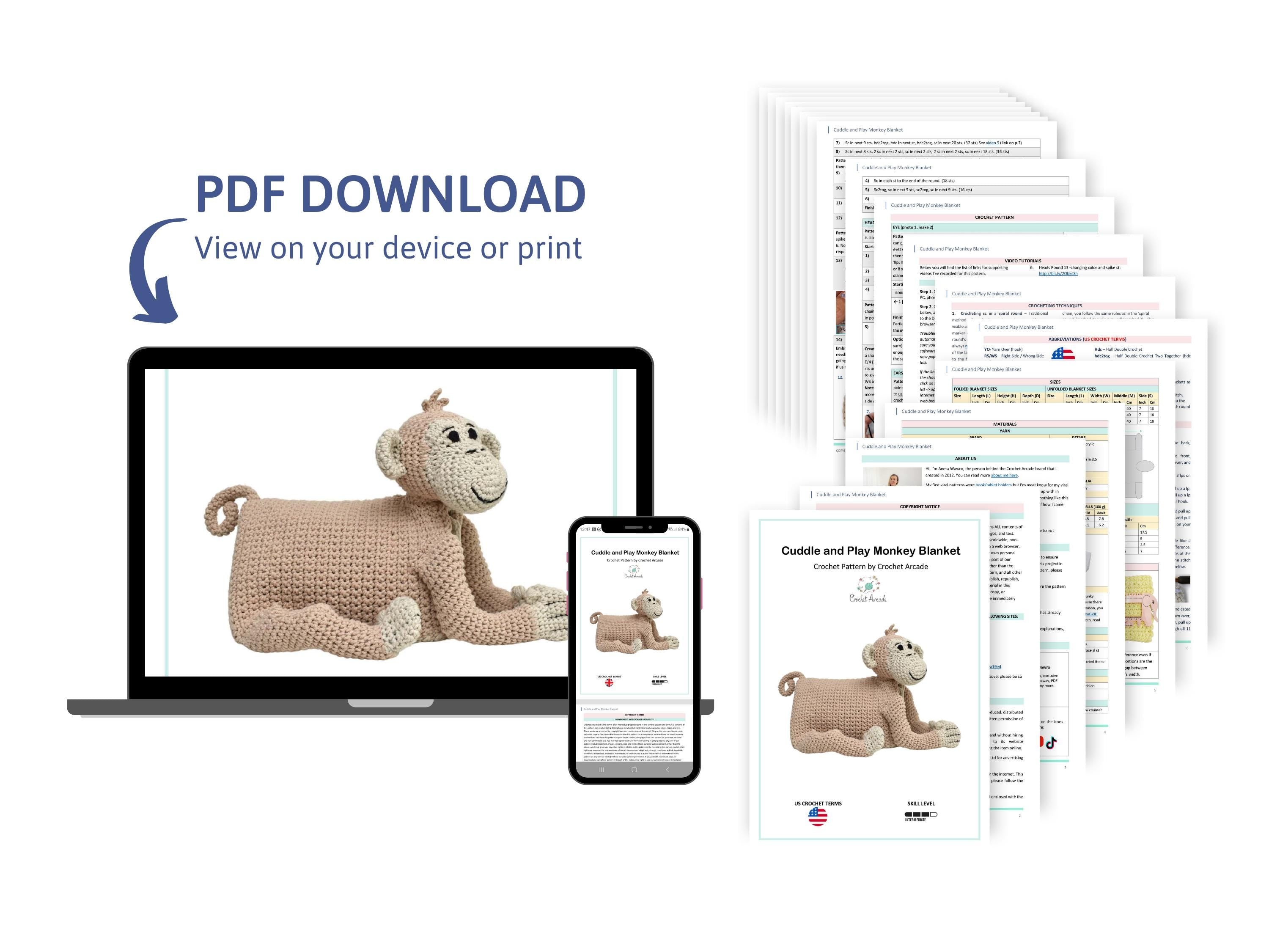 Monkey Baby Blanket Crochet Pattern | 3-in-1 Cuddle & Play (PDF)