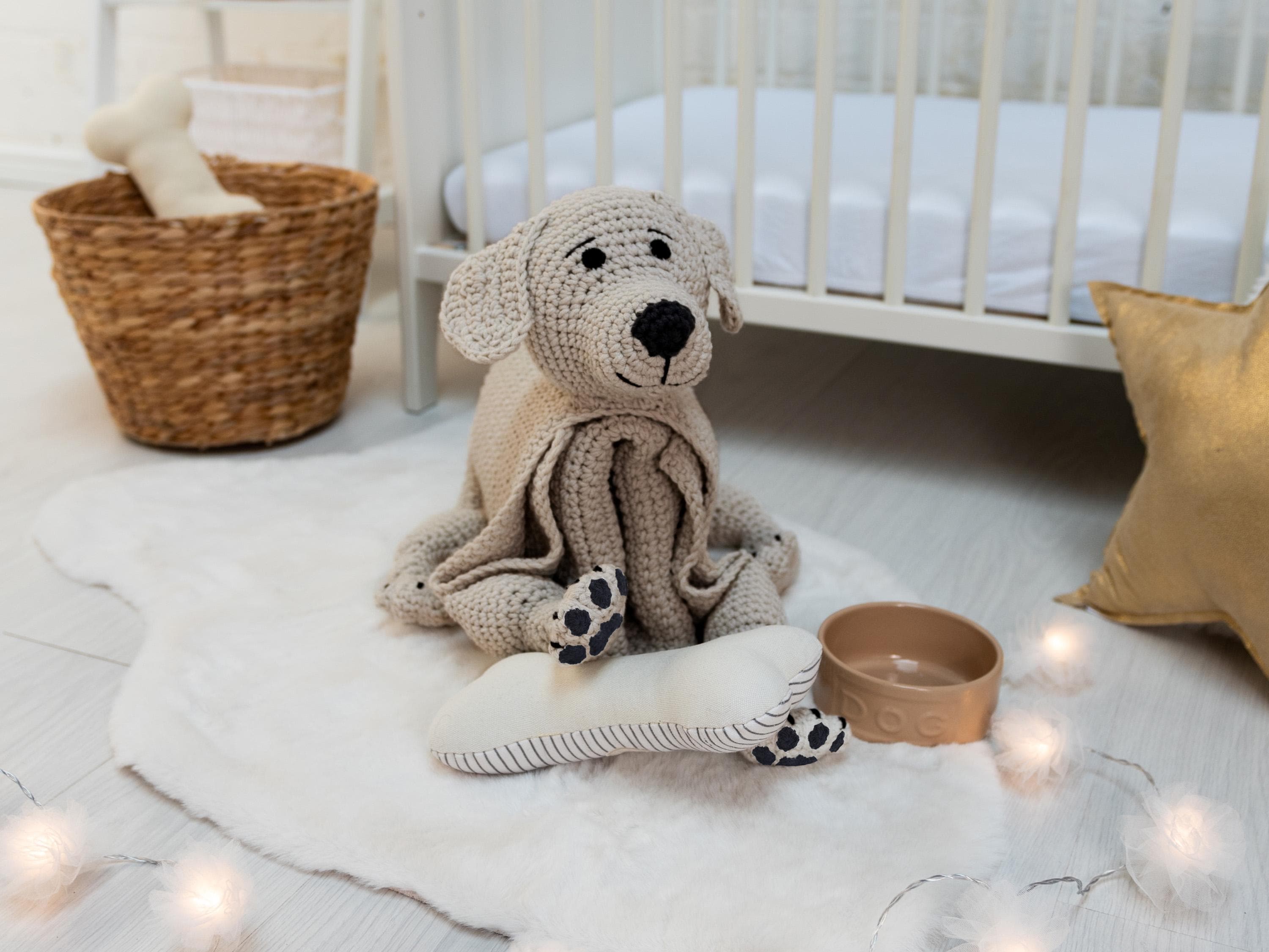 Labrador Blanket that turns into a Toy Crochet Pattern PDF download, Baby to Adult sizes.