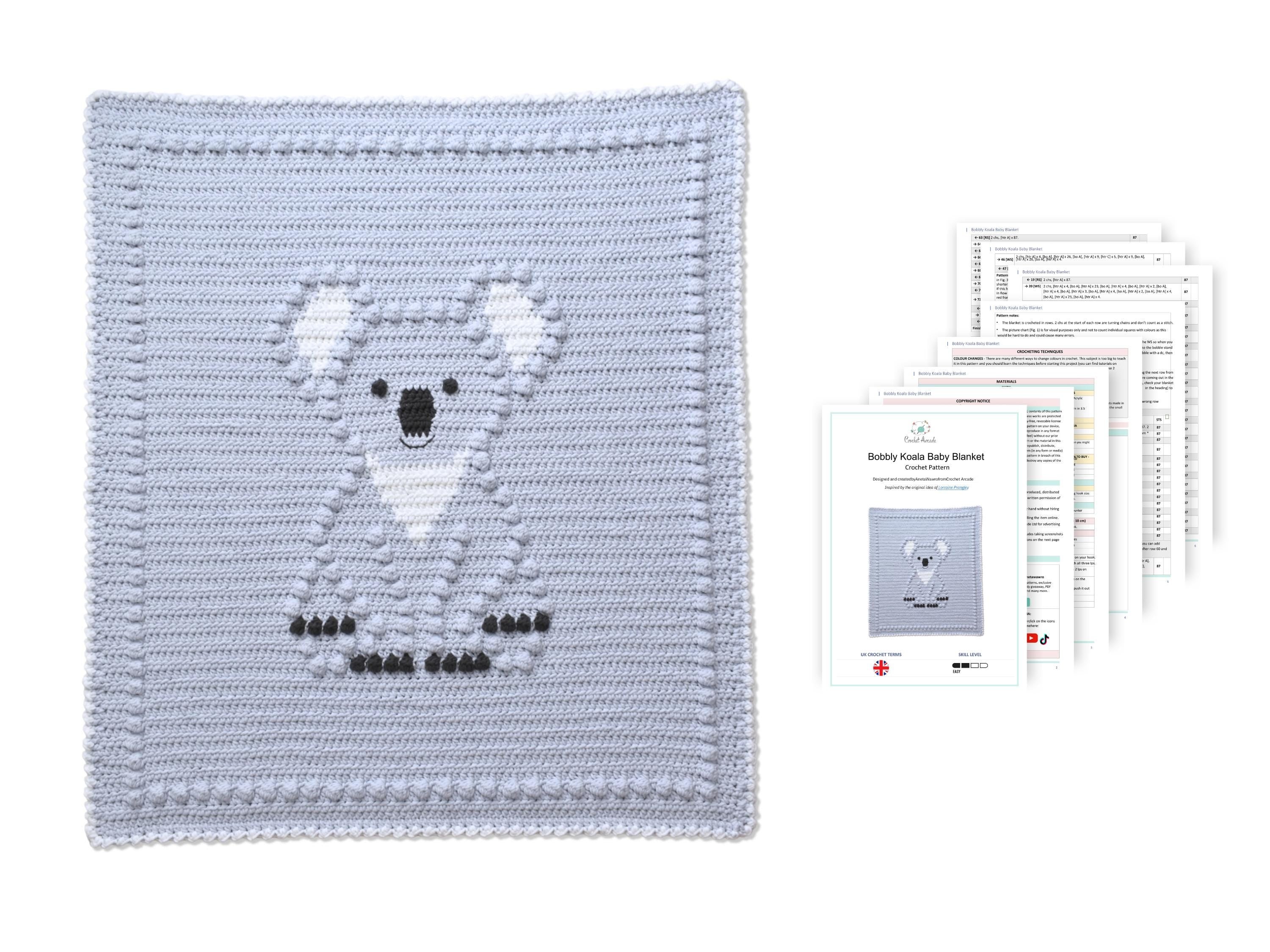 Crochet Koala Baby Blanket Pattern | Bobbly 3D Design (PDF Pattern)